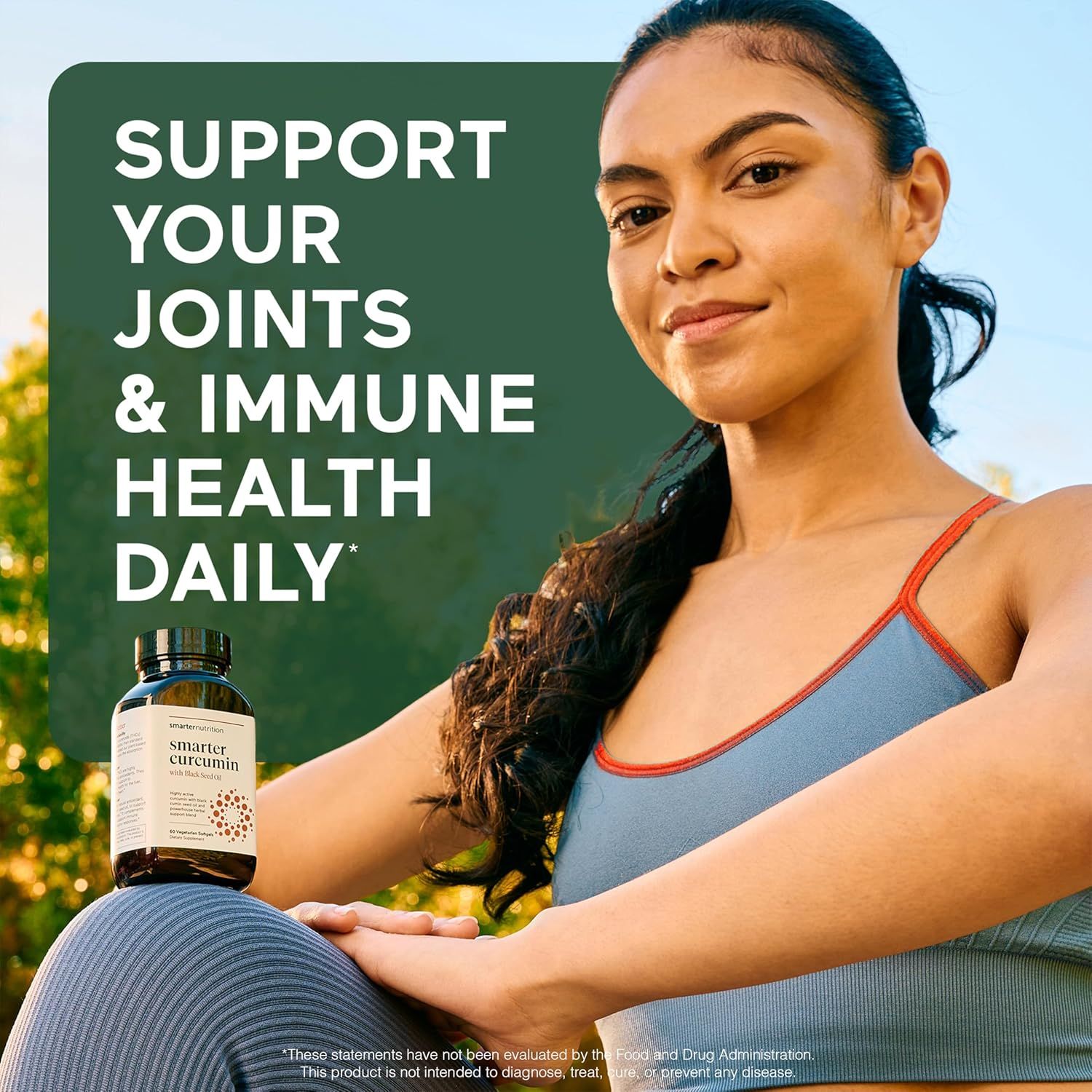 Communicates the dual health benefits of the supplement (joint and immune support) in a simple, lifestyle-focused layout to appeal to health-conscious shoppers.