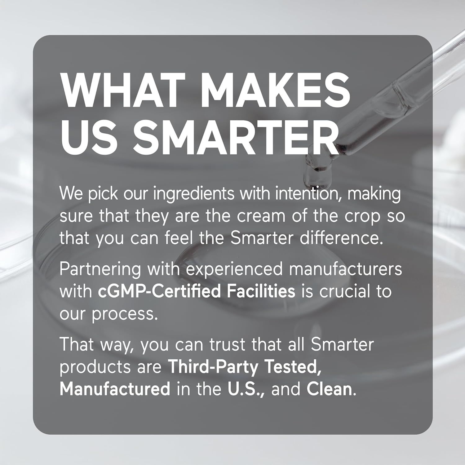 Communicates the brand's commitment to quality, safety, and transparency by highlighting their ingredient selection process, manufacturing standards, and…