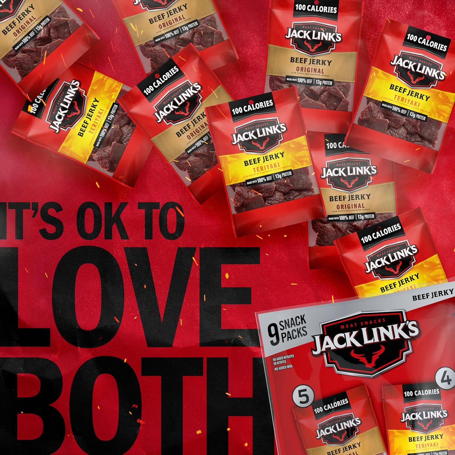 Showcases the Jack Link's brand and its variety of beef jerky products (Original, Teriyaki) to help shoppers understand the product line options and build…