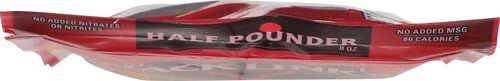 Communicates the product's capacity to hold half a pound, emphasizing its size and value proposition to shoppers looking for portion information.