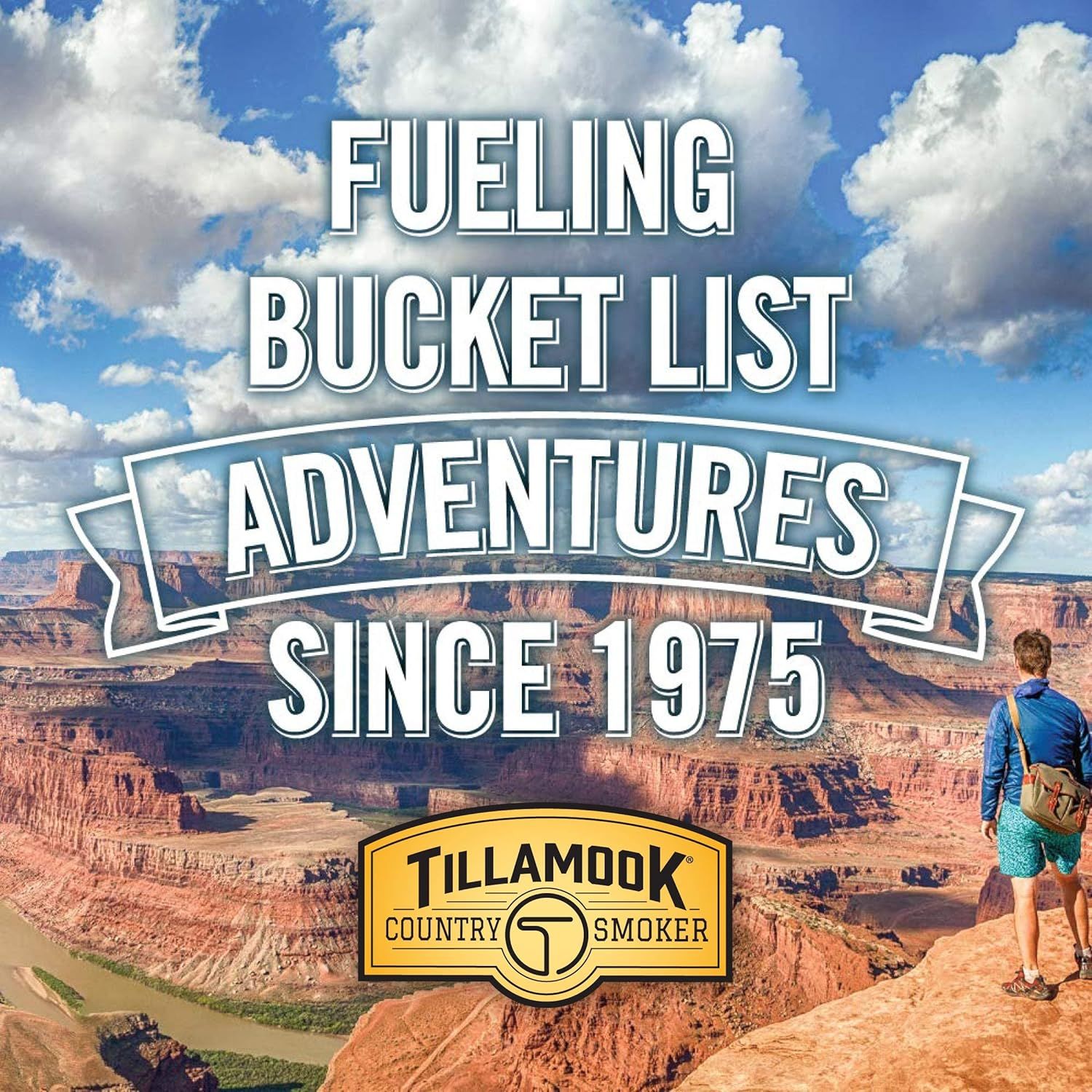 Communicates the brand's long-standing heritage since 1975 and positions Tillamook Country Smoker as a companion for outdoor adventures and bucket list…