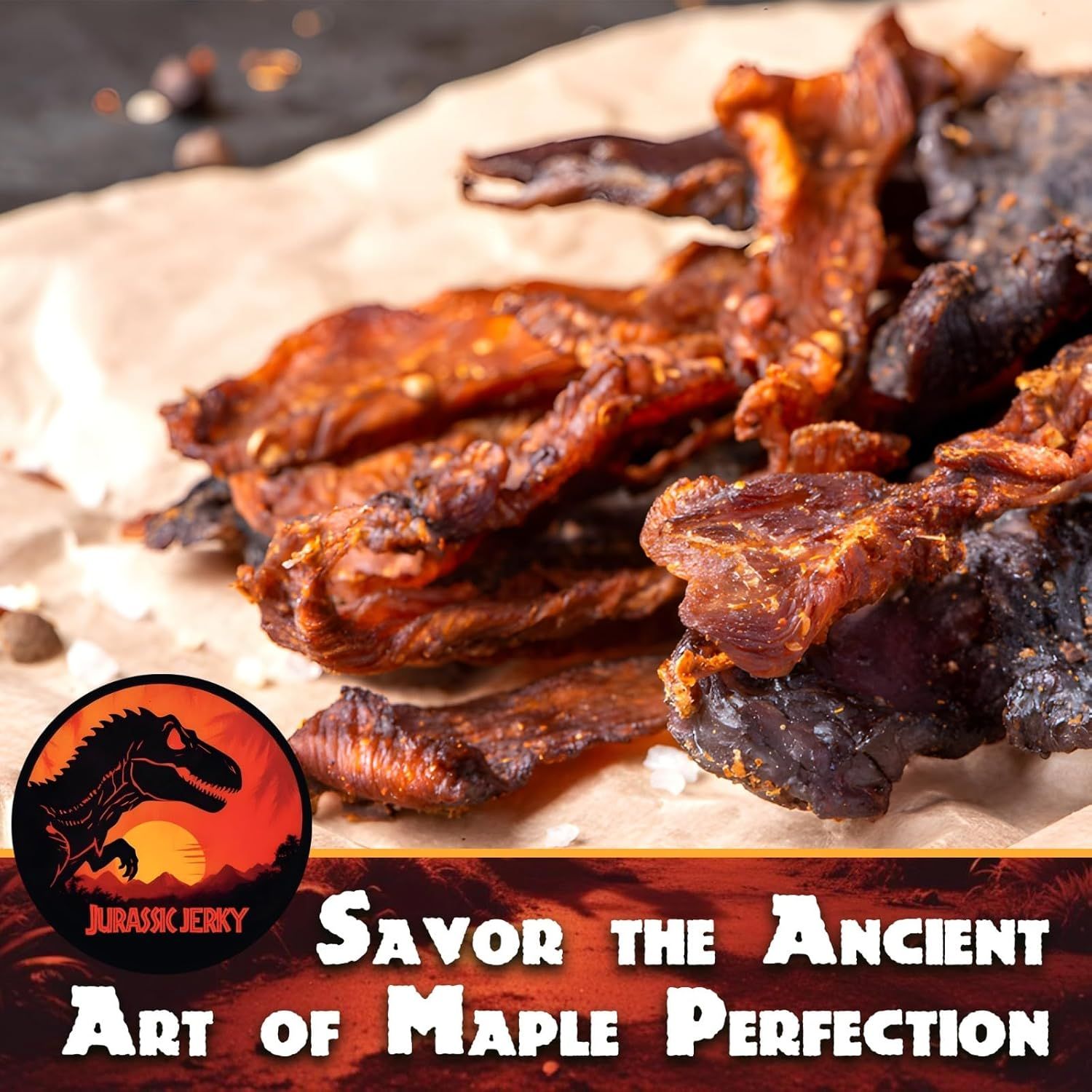 Highlights the unique maple flavor and artisanal quality of the jerky to differentiate it from competitors and appeal to shoppers seeking premium, distinctive…
