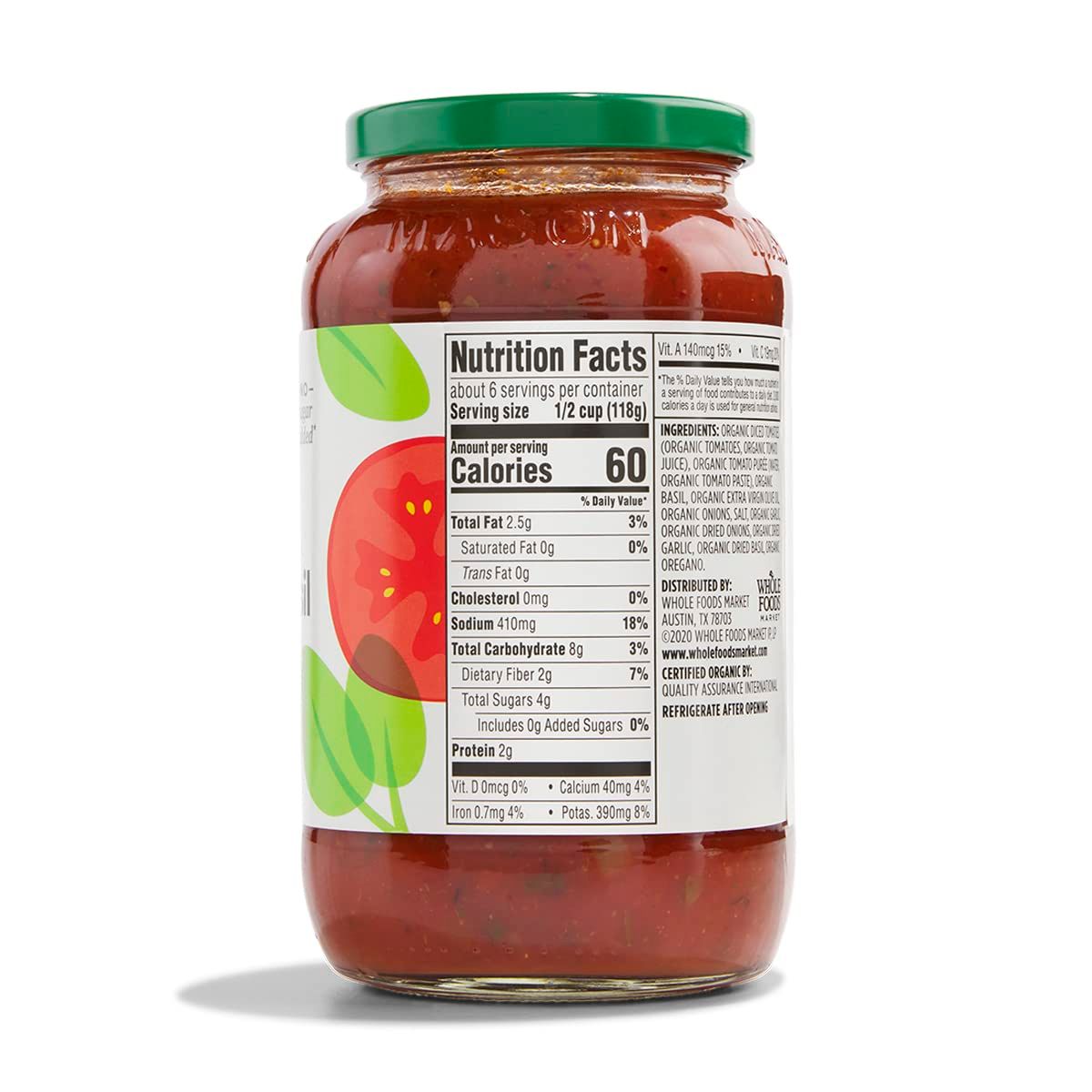 Provides a clean, catalog-style view of the product showing the nutrition facts panel and ingredients list for shoppers to review nutritional information and…