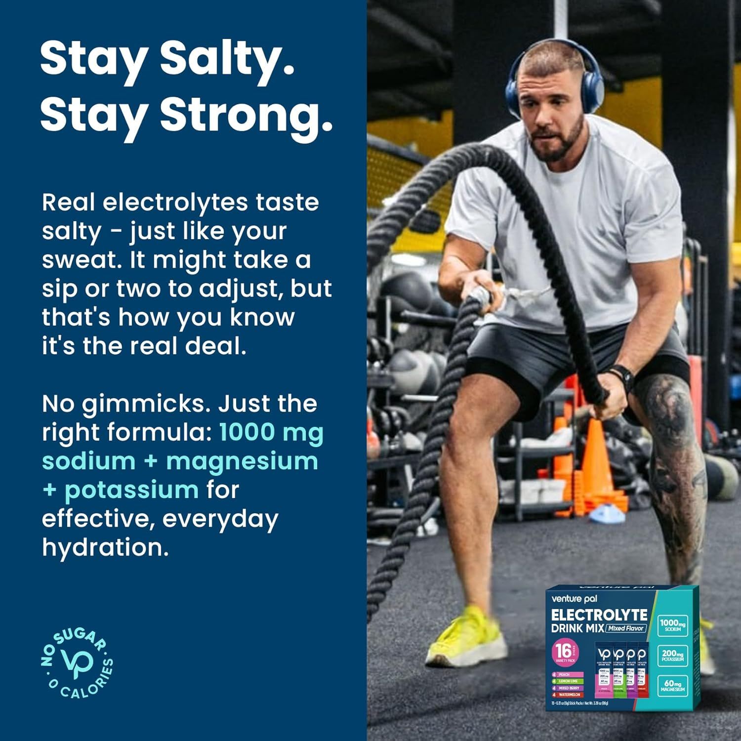 Communicates the specific electrolyte formula and dosage to demonstrate the product's effectiveness for hydration during workouts. Highlights the product's…