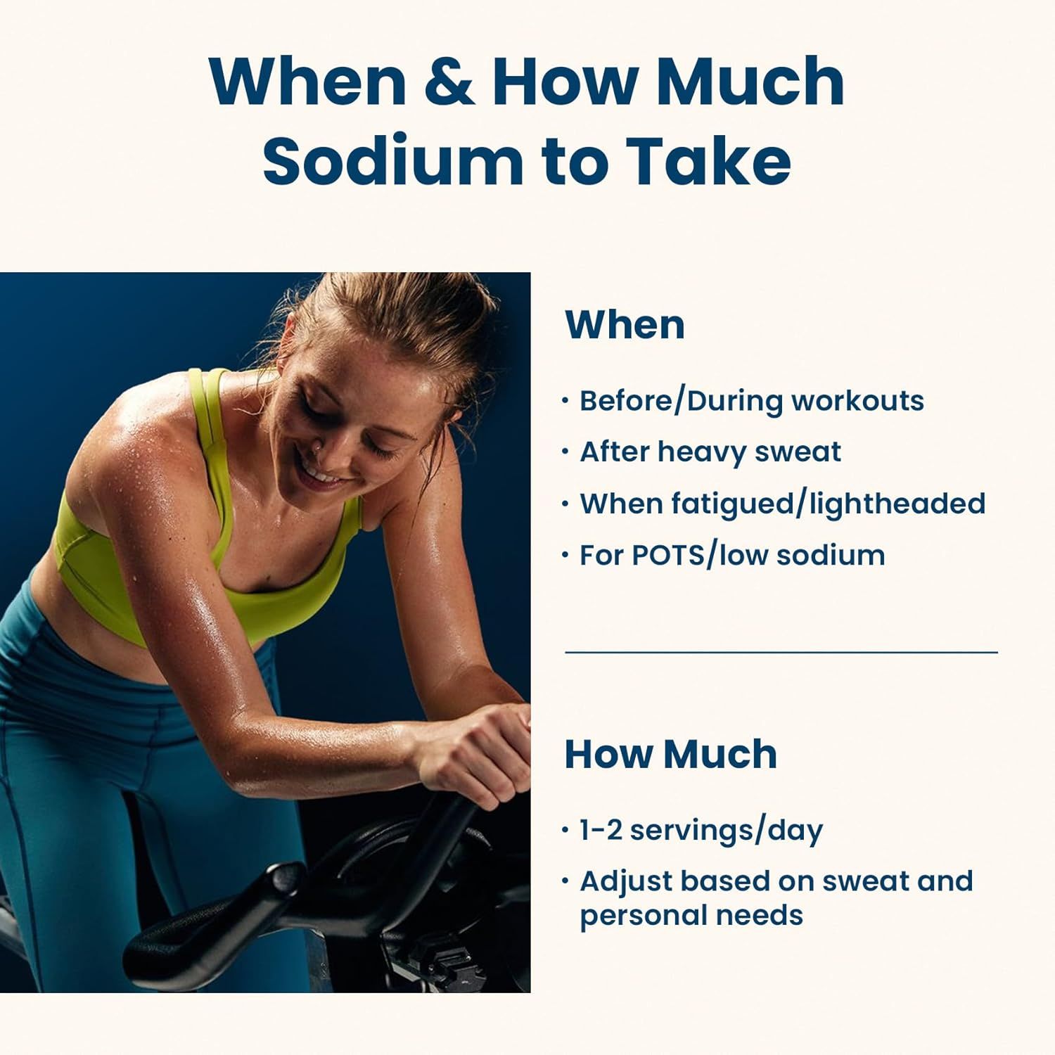 Educates shoppers on when and how much sodium to take, providing clear usage scenarios and dosage recommendations to help them use the product effectively.…