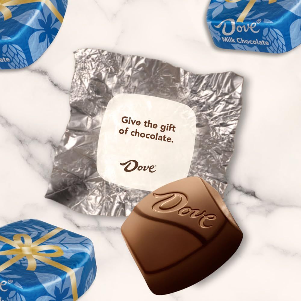 Positions Dove chocolate as a perfect gift option, encouraging shoppers to purchase for gifting occasions with the message 'Give the gift of chocolate.'