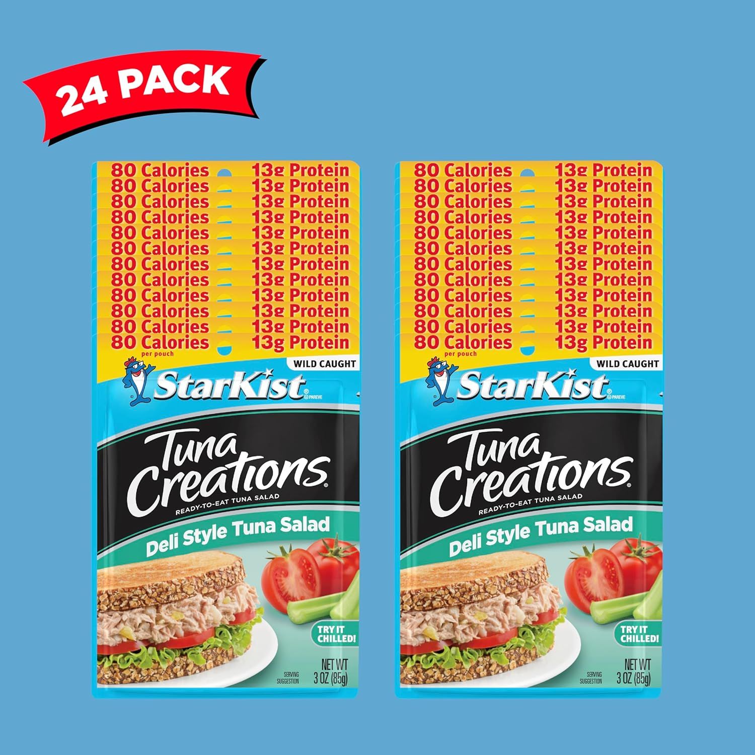 Highlights the nutritional performance metrics (low calorie count and high protein content) to communicate the product's health benefits and appeal to health-conscious shoppers. Shows the customer…
