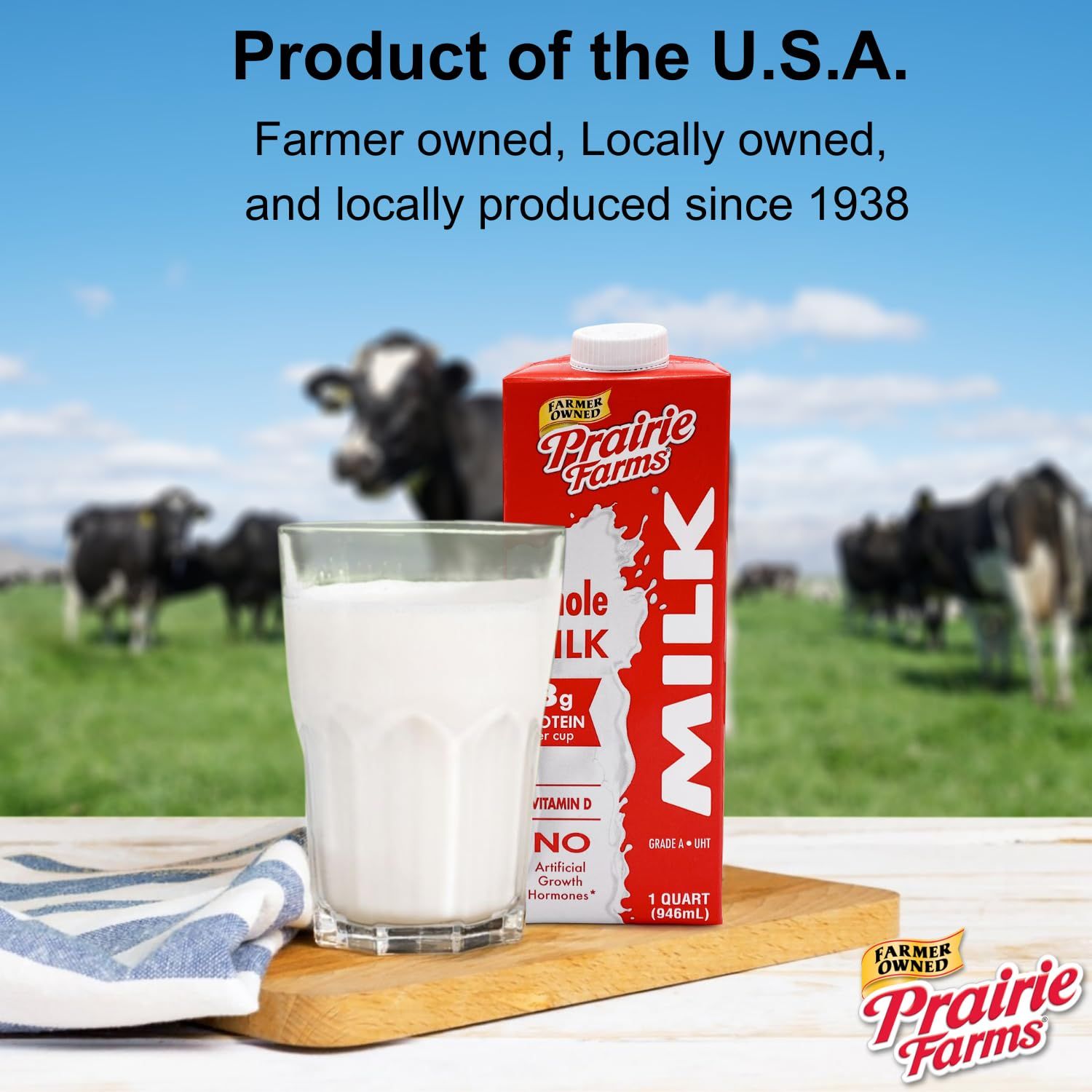 Communicates the brand's heritage and authenticity by emphasizing its U.S. origin, farmer ownership, and long history since 1938 to build trust and emotional connection with shoppers.