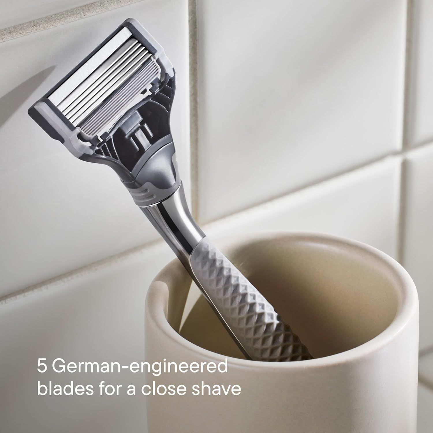 Communicates the specific blade count and engineering quality to emphasize precision and shaving performance, reassuring shoppers of a close, effective shave.…