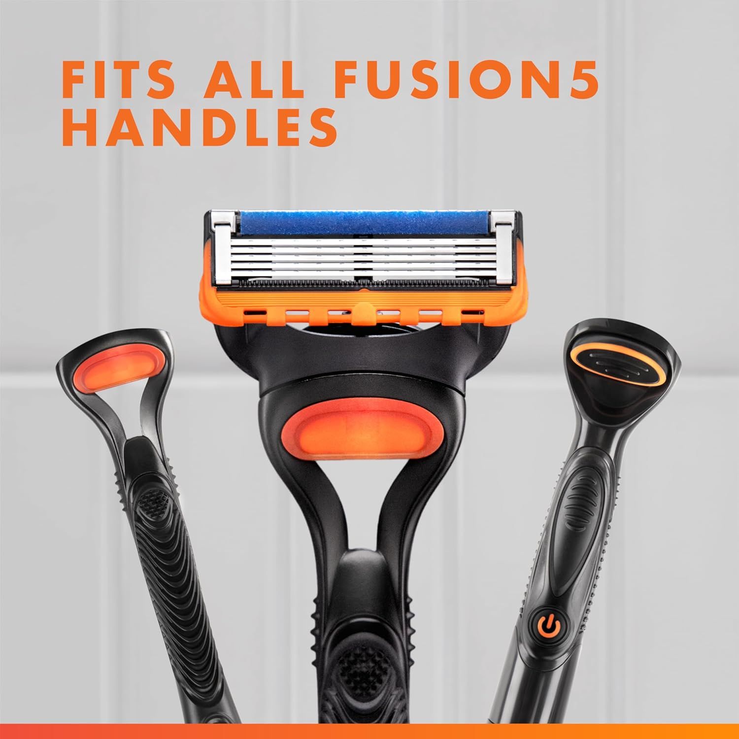 Demonstrates that this razor cartridge is compatible with all Fusion5 handle designs, reassuring shoppers of versatility and interchangeability across the product line.