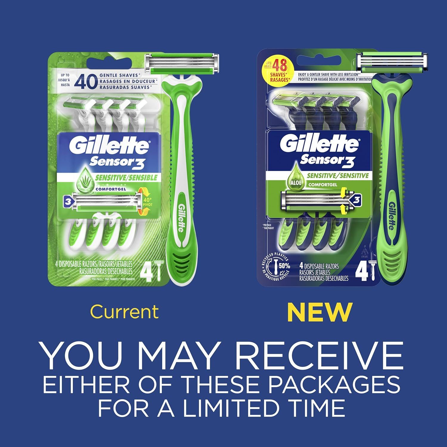 Informs shoppers that the brand is transitioning packaging and they may receive either the current or new design, managing expectations and reducing confusion…