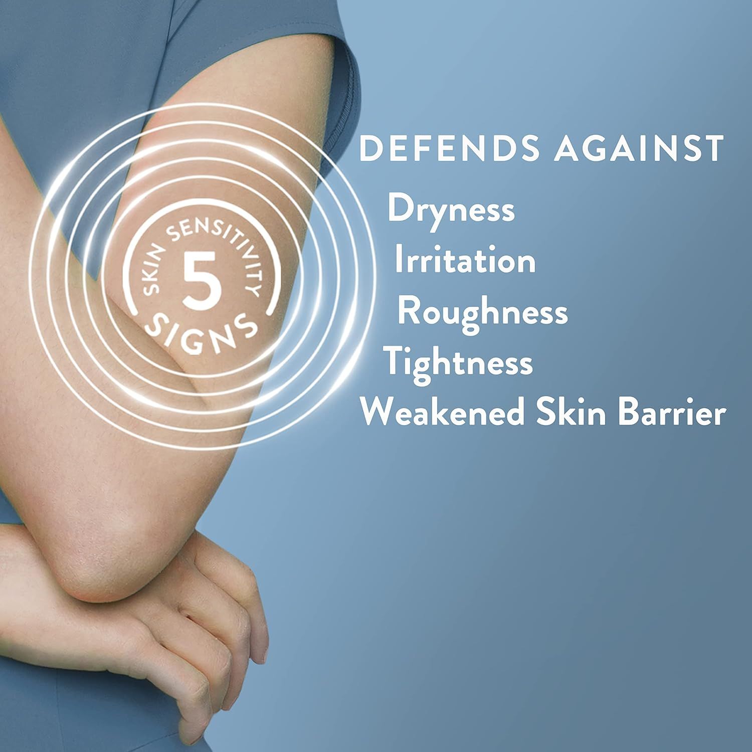 Communicates that the product defends against five distinct signs of skin sensitivity, reassuring shoppers that it provides comprehensive skin protection and…