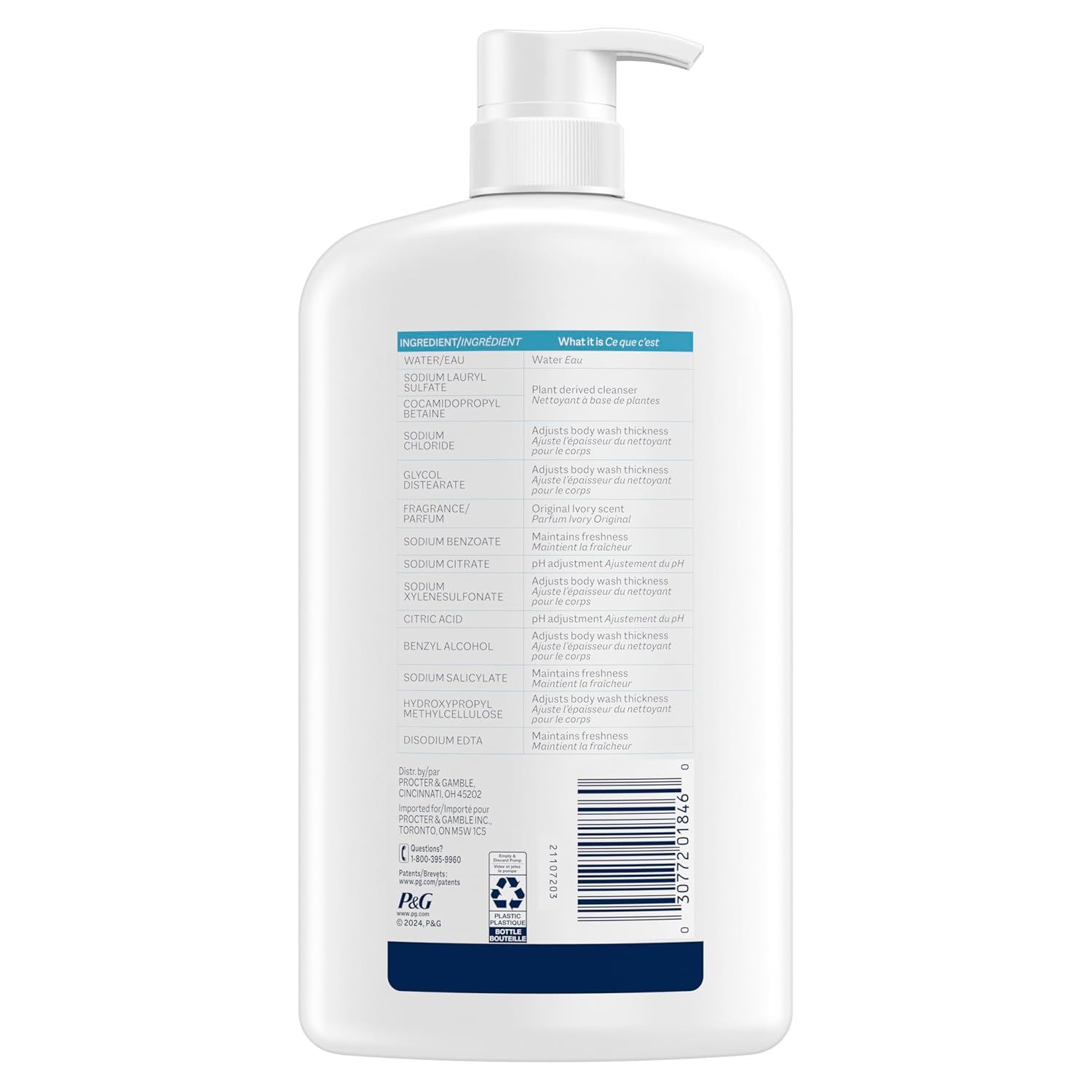 Displays the back of the product bottle on a clean white background to show ingredient list, barcode, and product information for shoppers who want to review…