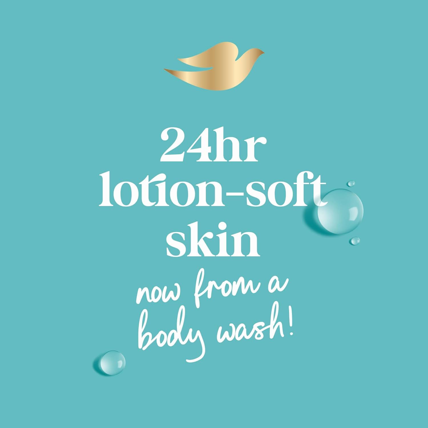 Communicates that the body wash provides long-lasting moisturization for 24 hours, resulting in soft skin, reassuring shoppers of the product's hydrating benefits.