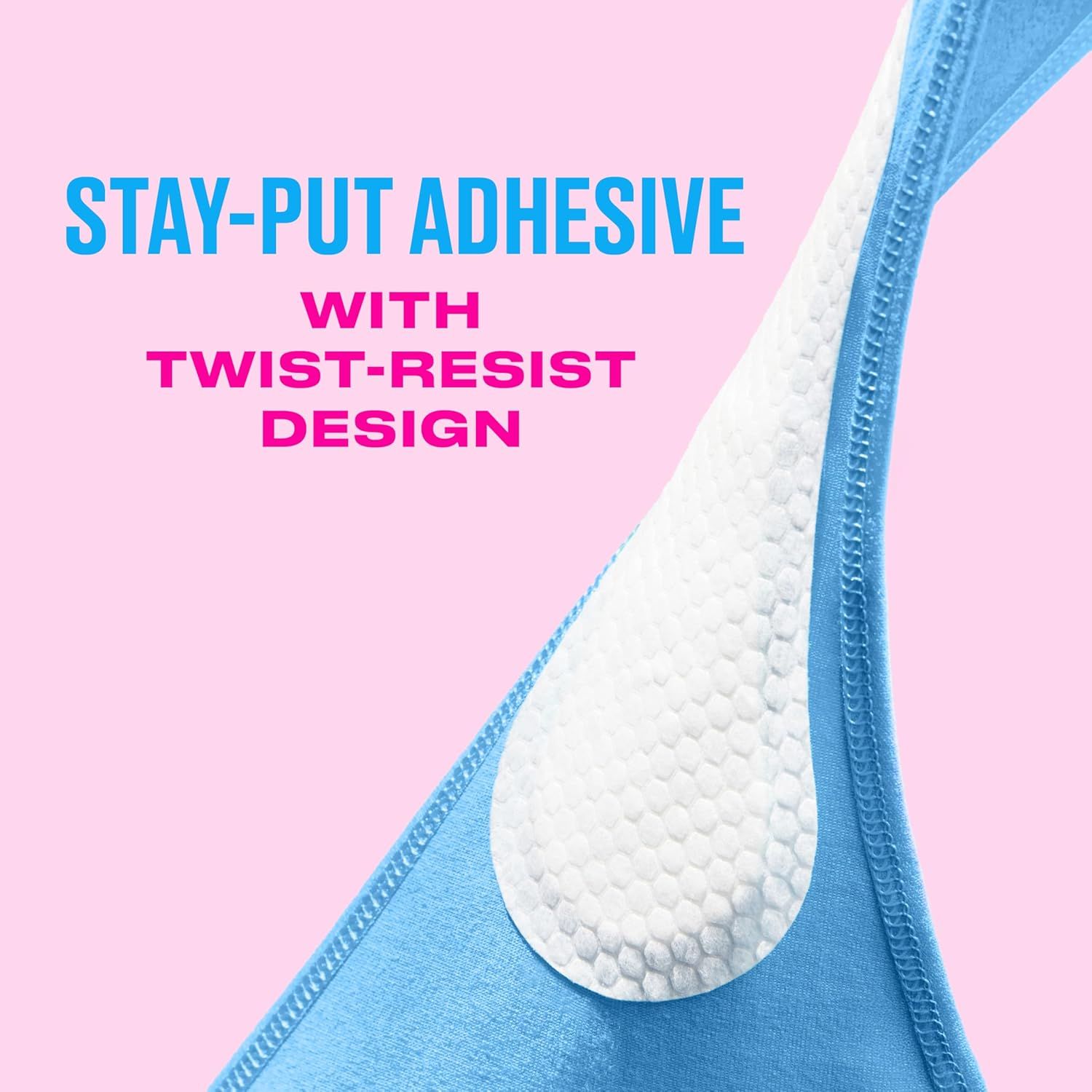 Highlights the product's adhesive backing and twist-resistant construction to reassure shoppers that the product stays securely in place during use.…