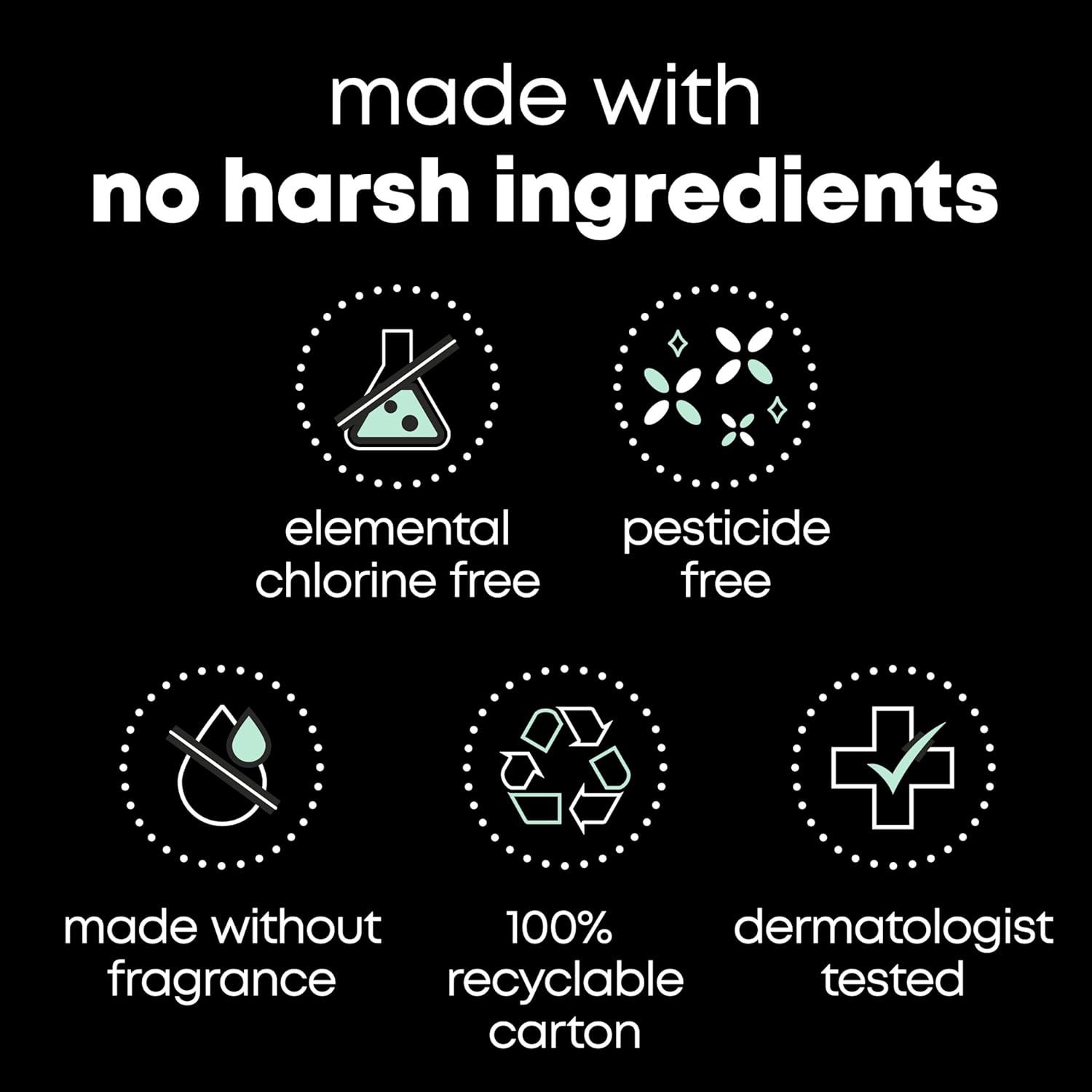 Communicates that the product is made with safe, gentle, and environmentally responsible ingredients and packaging, reassuring shoppers about both personal safety and sustainability.