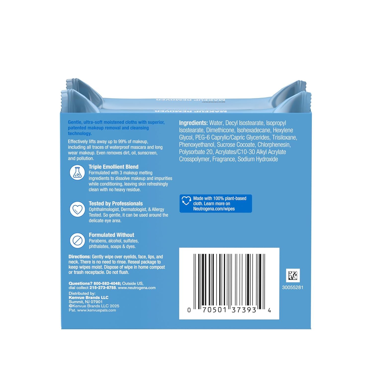 Communicates multiple distinct product benefits including the proprietary makeup removal technology, professional testing credentials, clean formulation, and effectiveness claims to build…