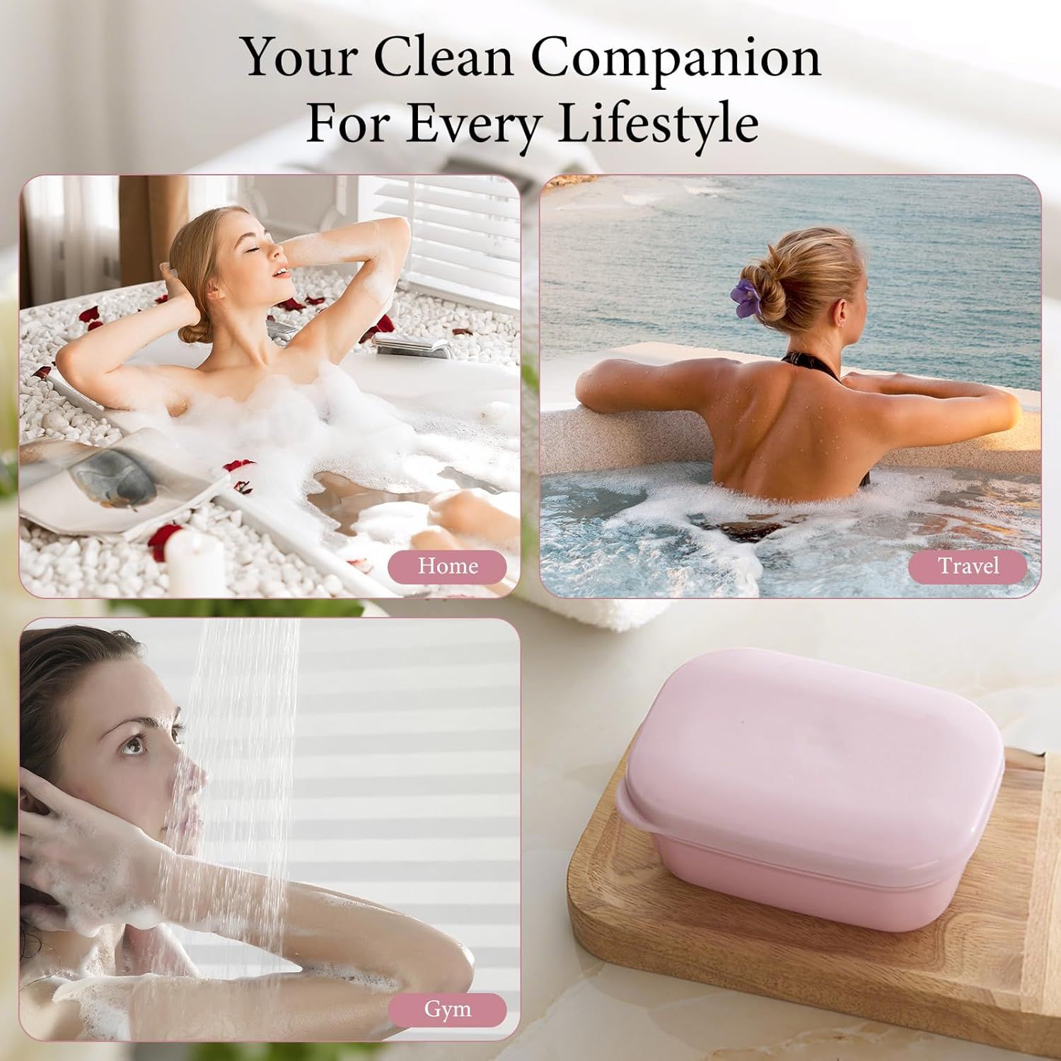 Demonstrates the product's versatility by showing it can be used in multiple lifestyle contexts—at home for relaxation, while traveling, and at the gym—to reassure shoppers it fits seamlessly into…