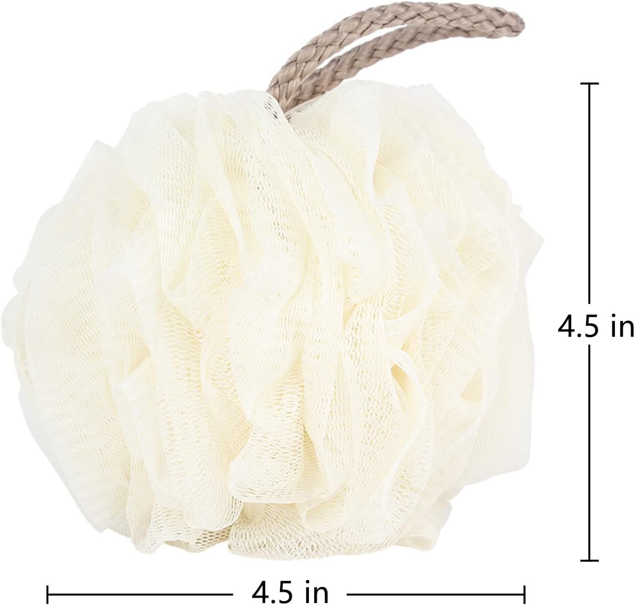 Communicates the exact physical size of the bath sponge (4.5 inches) to help shoppers understand how large the product is and whether it will fit their needs.
