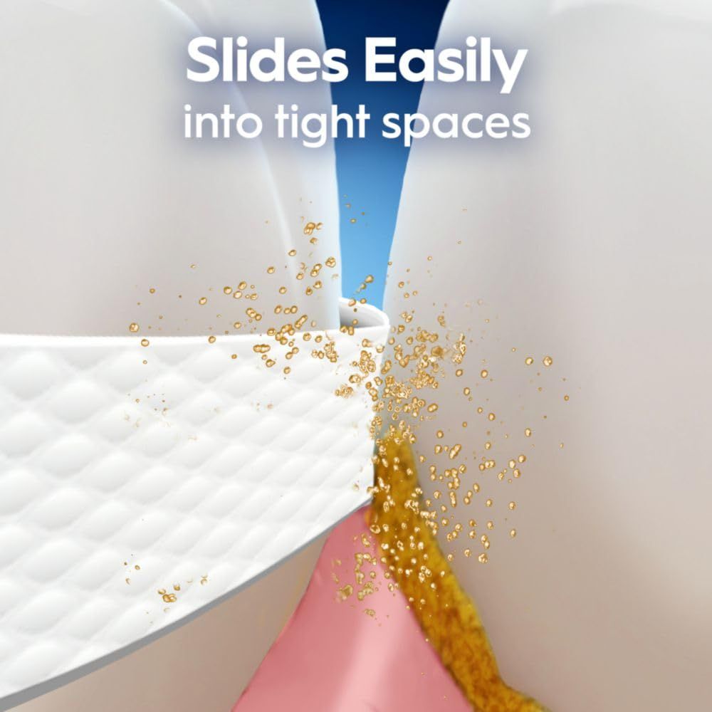 Demonstrates that the product can easily slide into narrow gaps and tight spaces, making it convenient for hard-to-reach cleaning areas.