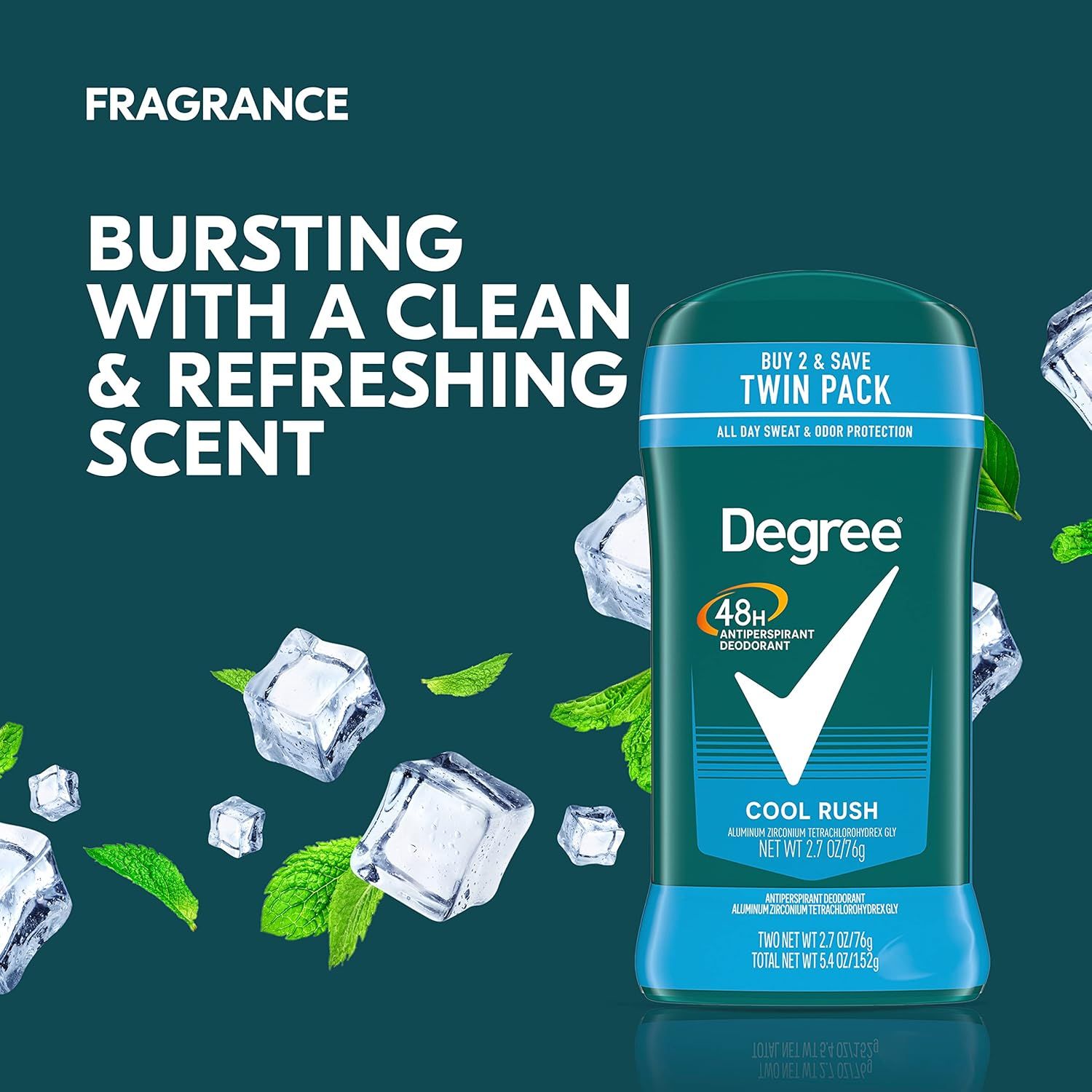 Communicates the product's key benefit of delivering a clean, refreshing fragrance experience to appeal to shoppers seeking effective odor protection with a pleasant scent.