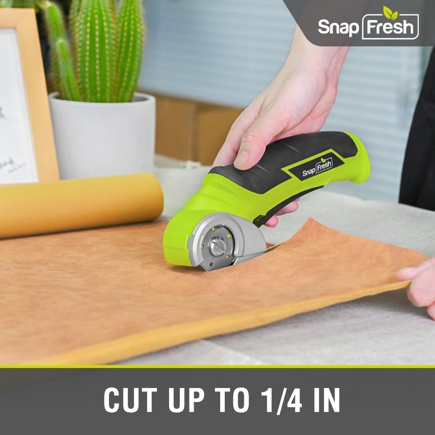 Communicates the product's maximum cutting thickness capability (1/4 inch) to help shoppers understand its performance and suitability for their cutting…