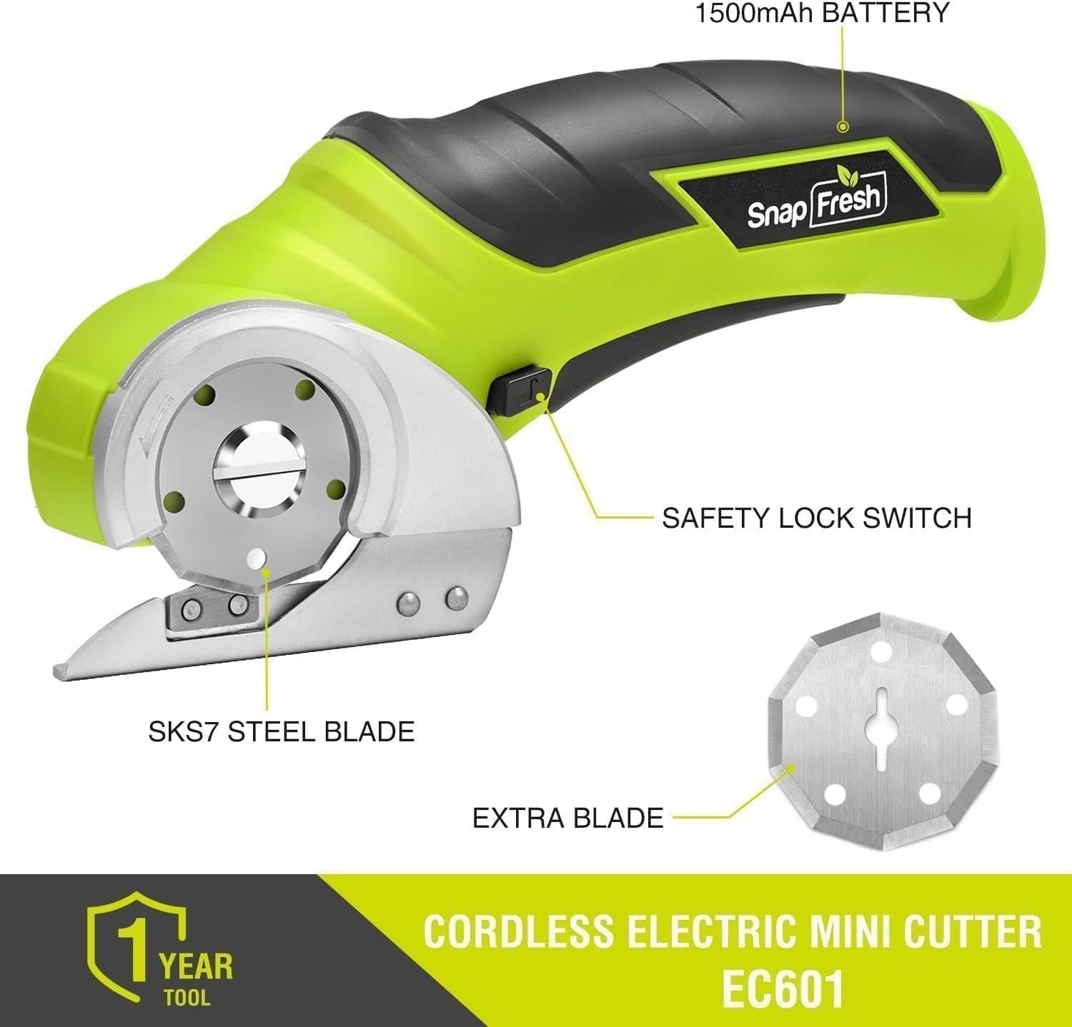 This image breaks down the key physical components and features of the cordless electric mini cutter, helping shoppers understand what parts make up the…