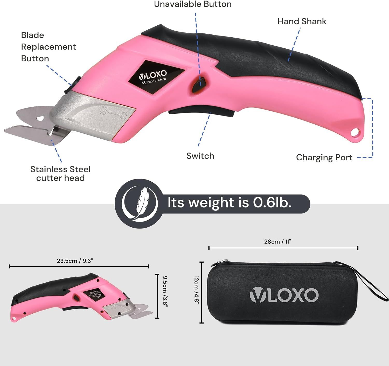 This image breaks down the physical components and parts of the electric cutter tool, helping shoppers understand the product's structure and key functional…