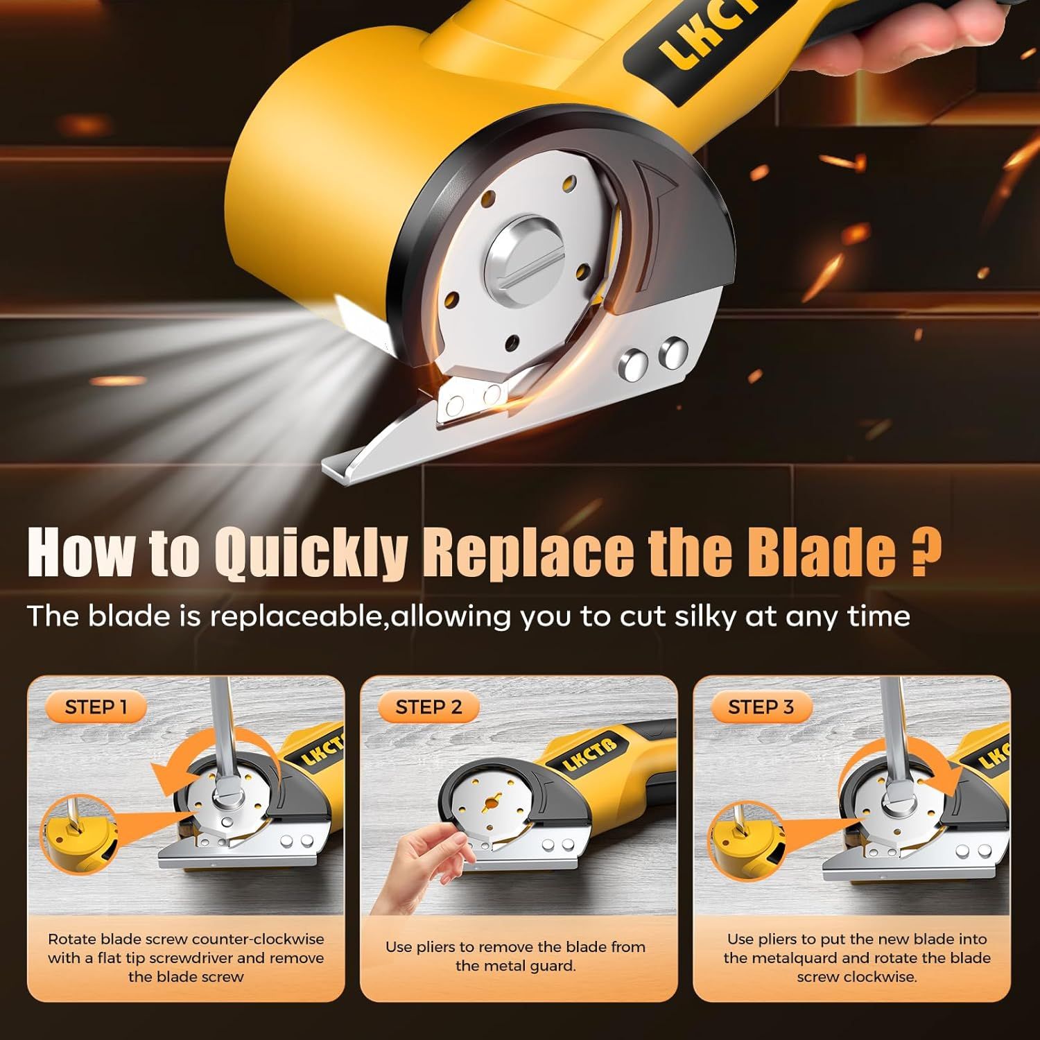 Demonstrates the step-by-step process for quickly replacing the blade, reassuring shoppers that maintenance is simple and the replaceable blade allows…