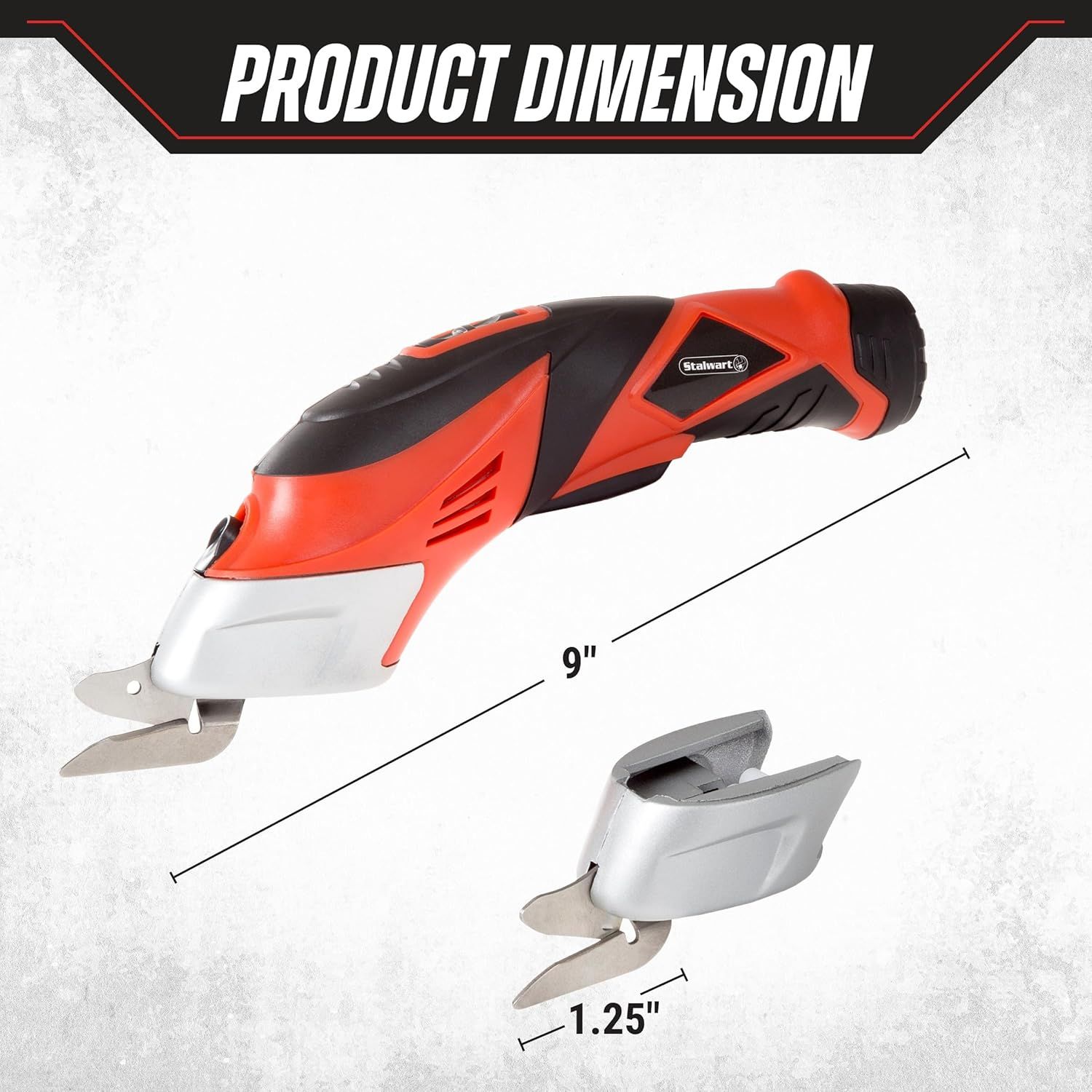 Communicates the exact physical size of the product (9 inches length) and its blade attachment (1.25 inches) to help shoppers understand how compact or large…