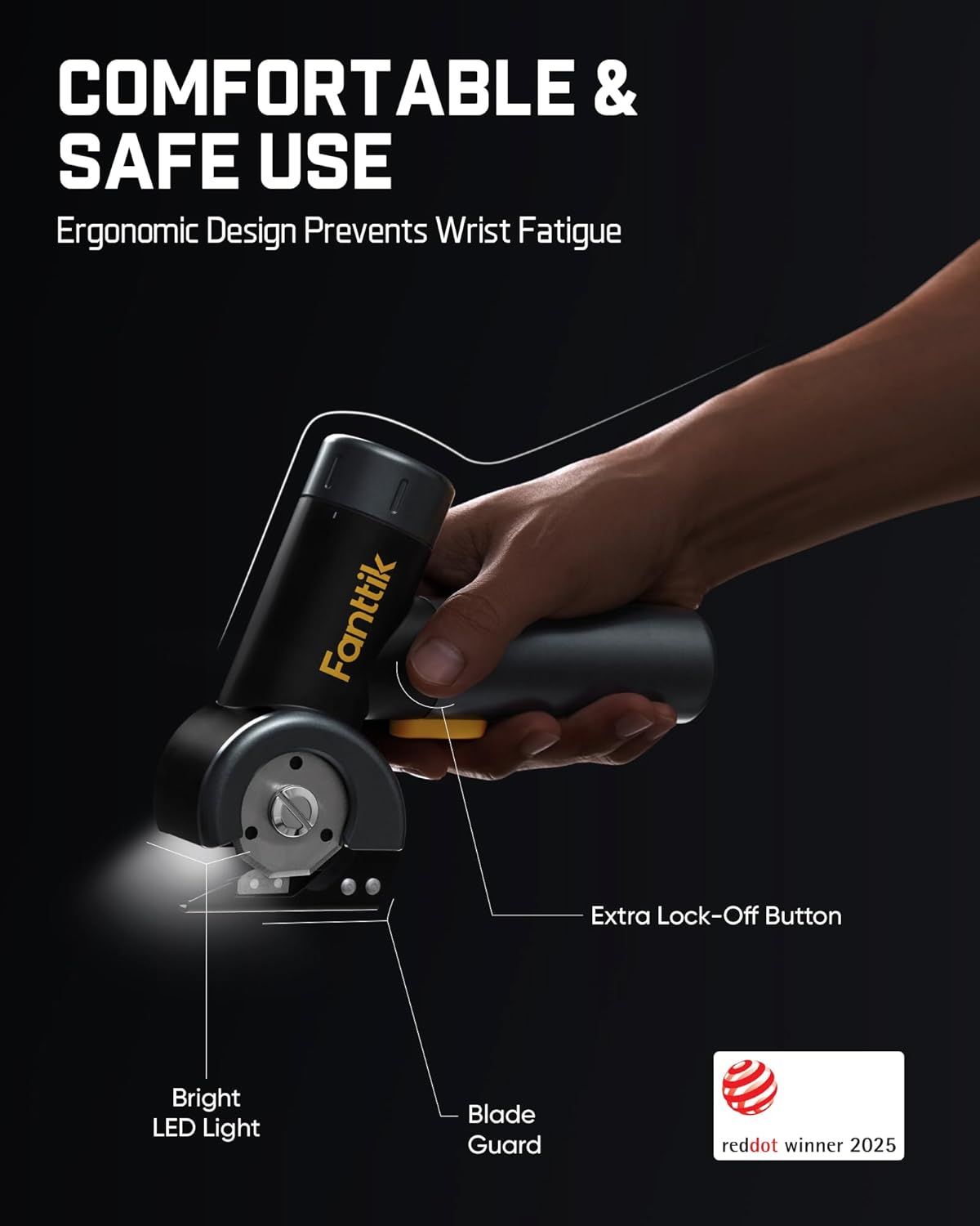Highlights the physical components and safety features of the rotary cutter to demonstrate its ergonomic design and safe operation, reassuring shoppers about…