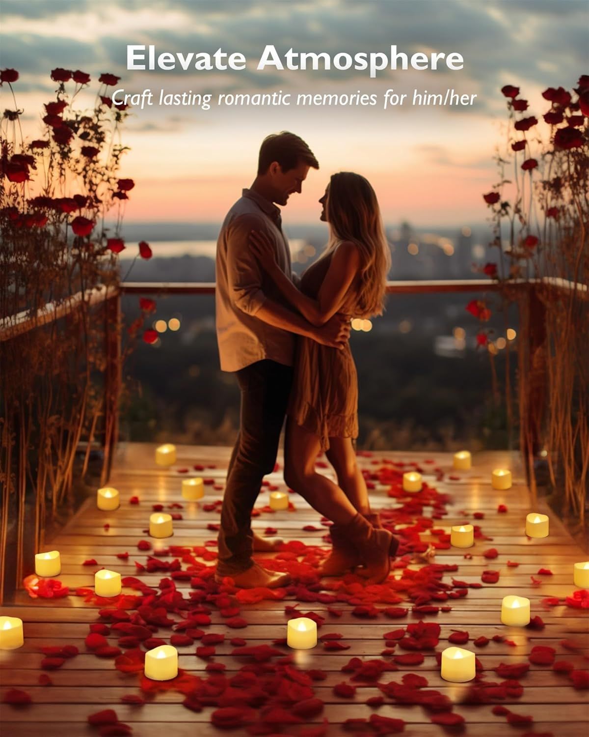 Positions the product as ideal for creating romantic moments and special occasions, appealing to shoppers looking for Valentine's Day, anniversary, or romantic gift ideas. Shows the product in a…