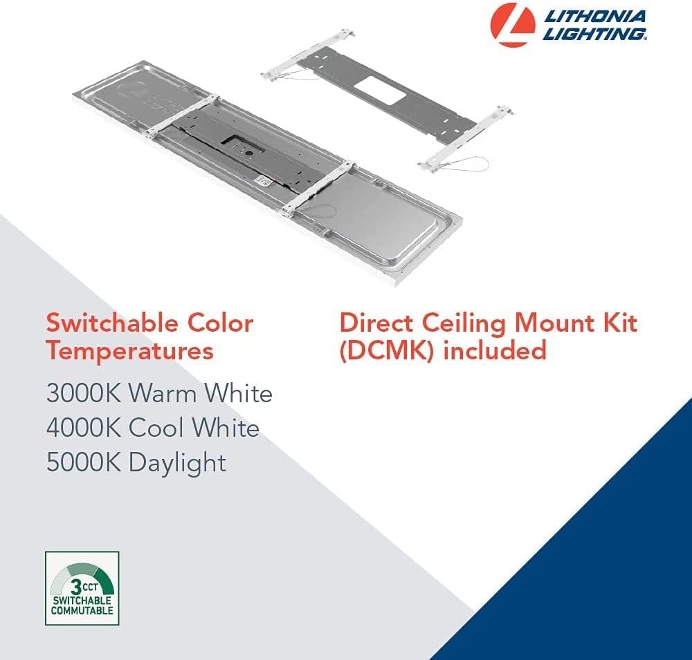 Shows the customer what components are included with the lighting product (mounting hardware) and highlights the switchable color temperature feature to communicate versatility and installation…