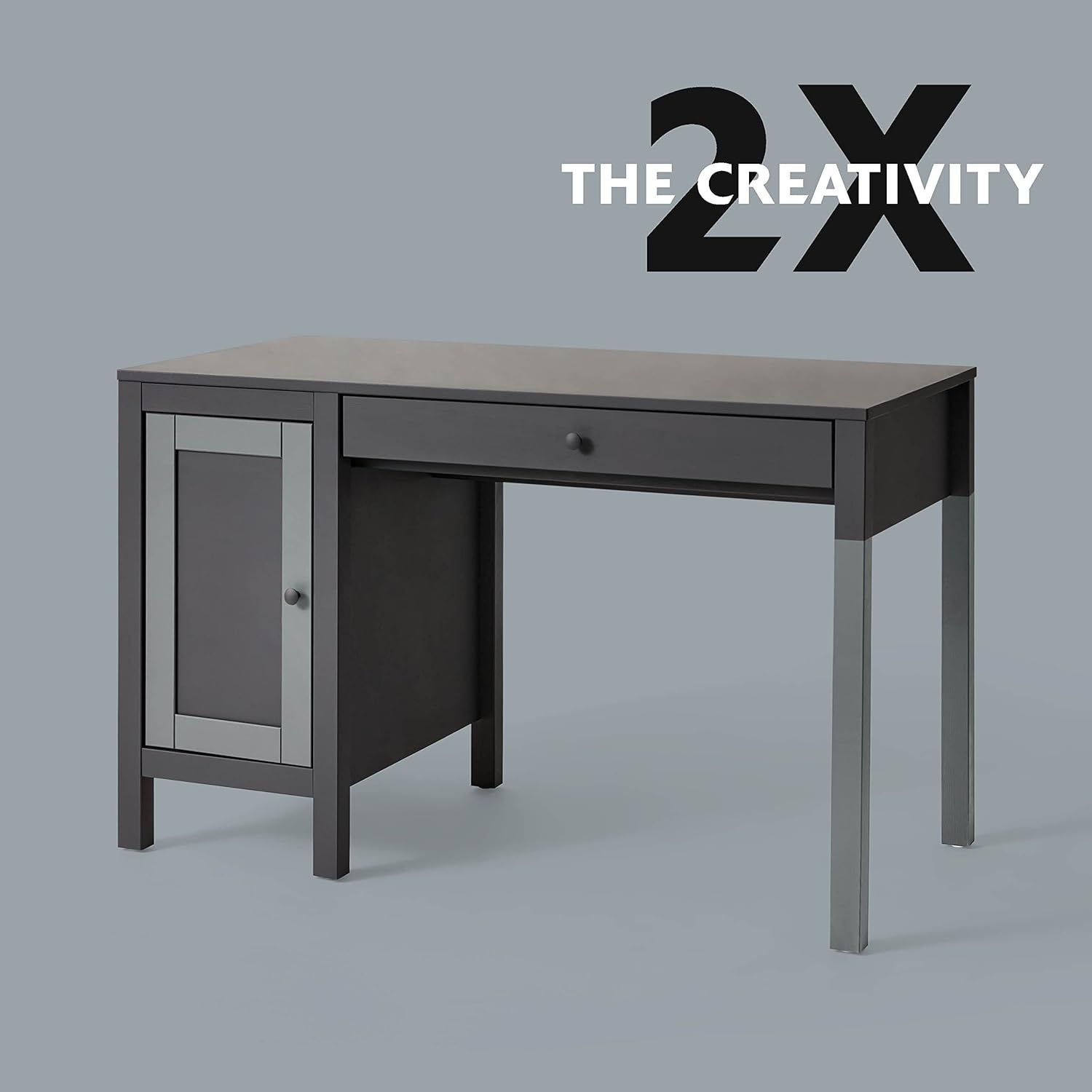 Communicates that this desk offers double the creativity or functionality compared to standard alternatives, positioning it as a superior choice for creative…