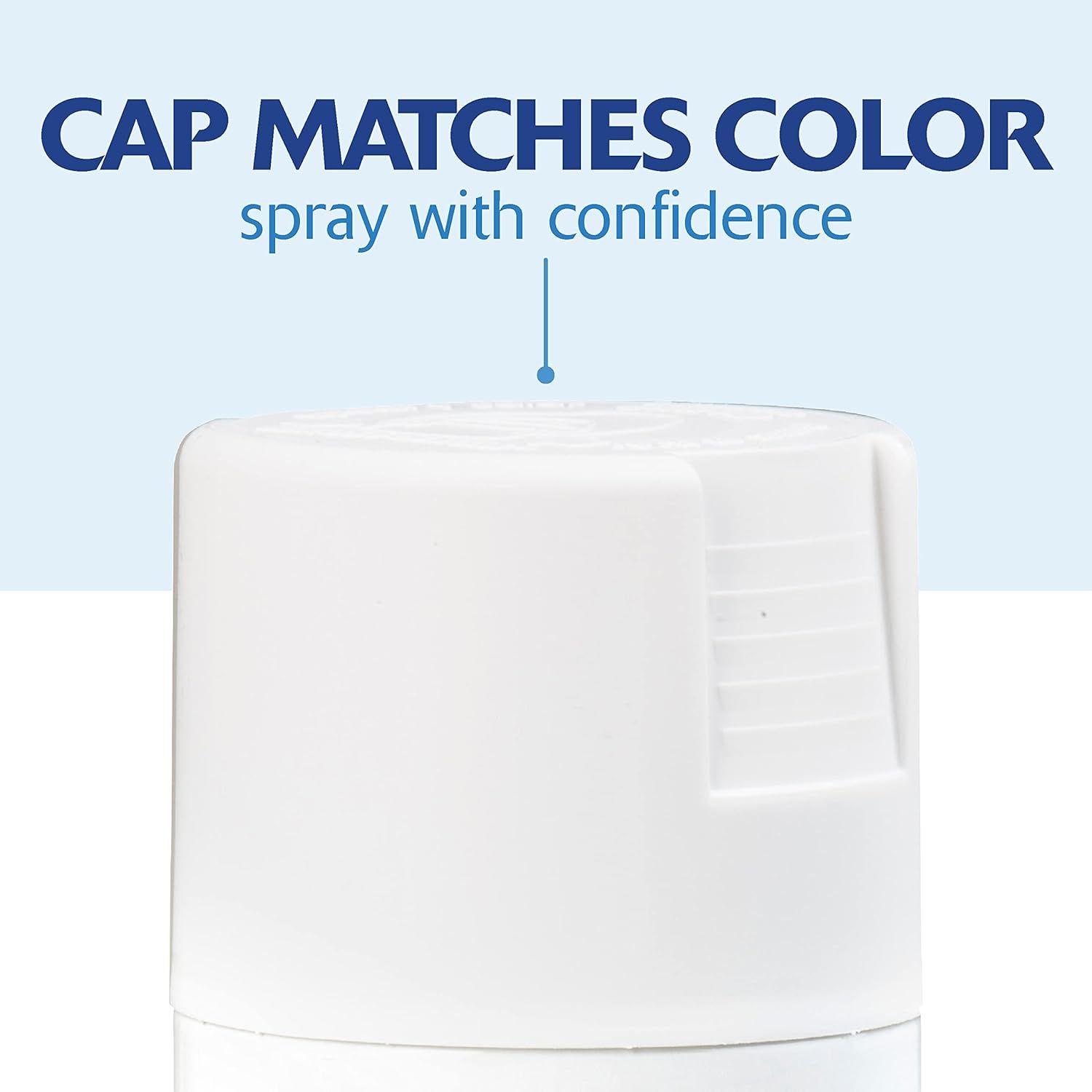 Communicates that the product cap matches the spray color, giving shoppers confidence they can easily identify the right color without opening the can.
