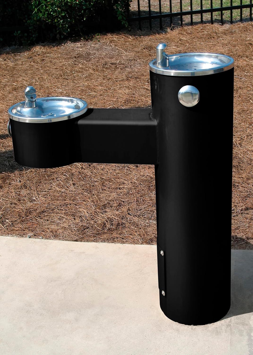 Shows the product installed in a real-world outdoor setting to help shoppers visualize how it looks and functions in an actual park or public space environment.