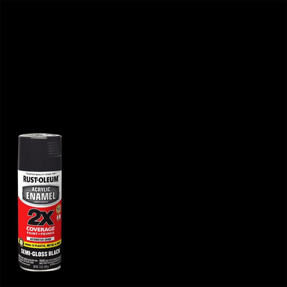 Provides a clean, catalog-style view of the Rust-Oleum spray paint can on a pure black background with no text overlays or design elements, allowing shoppers…
