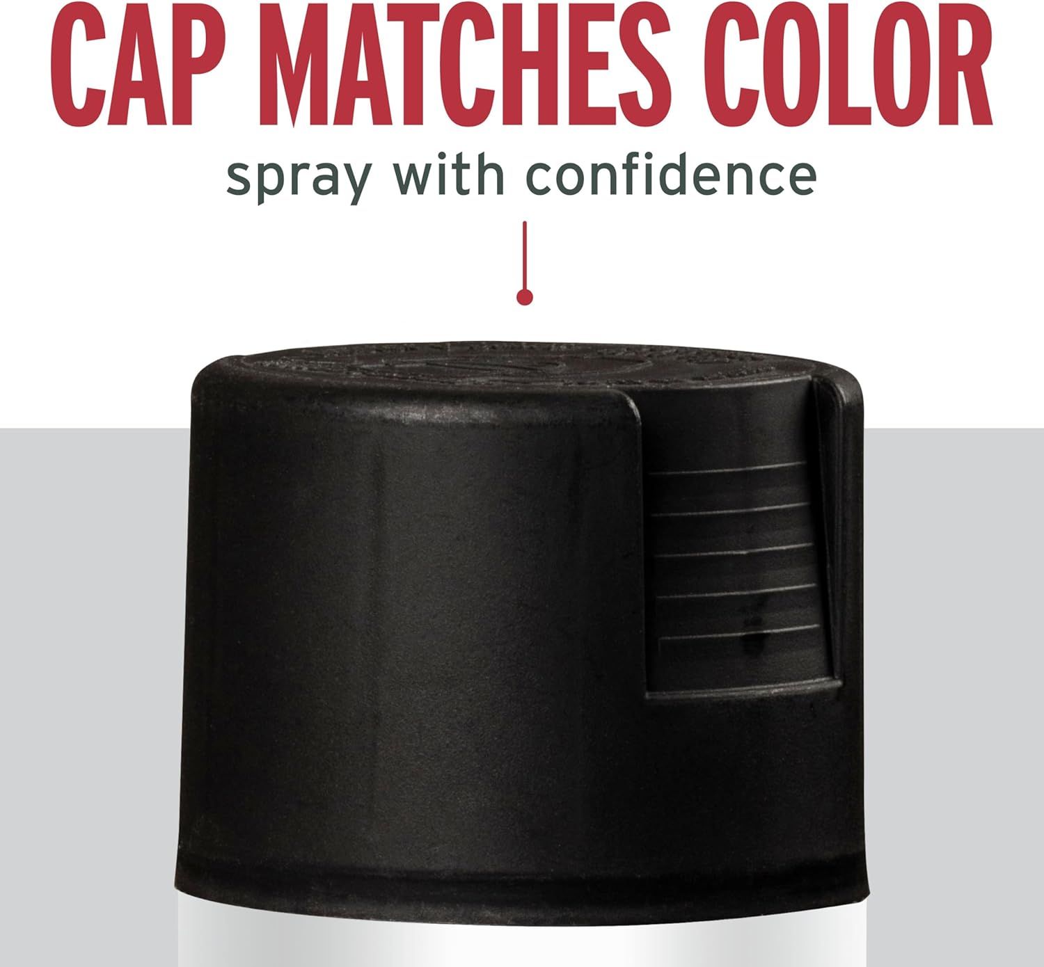 Communicates that the spray cap matches the color of the product, allowing users to spray with confidence knowing they have the right color selected.