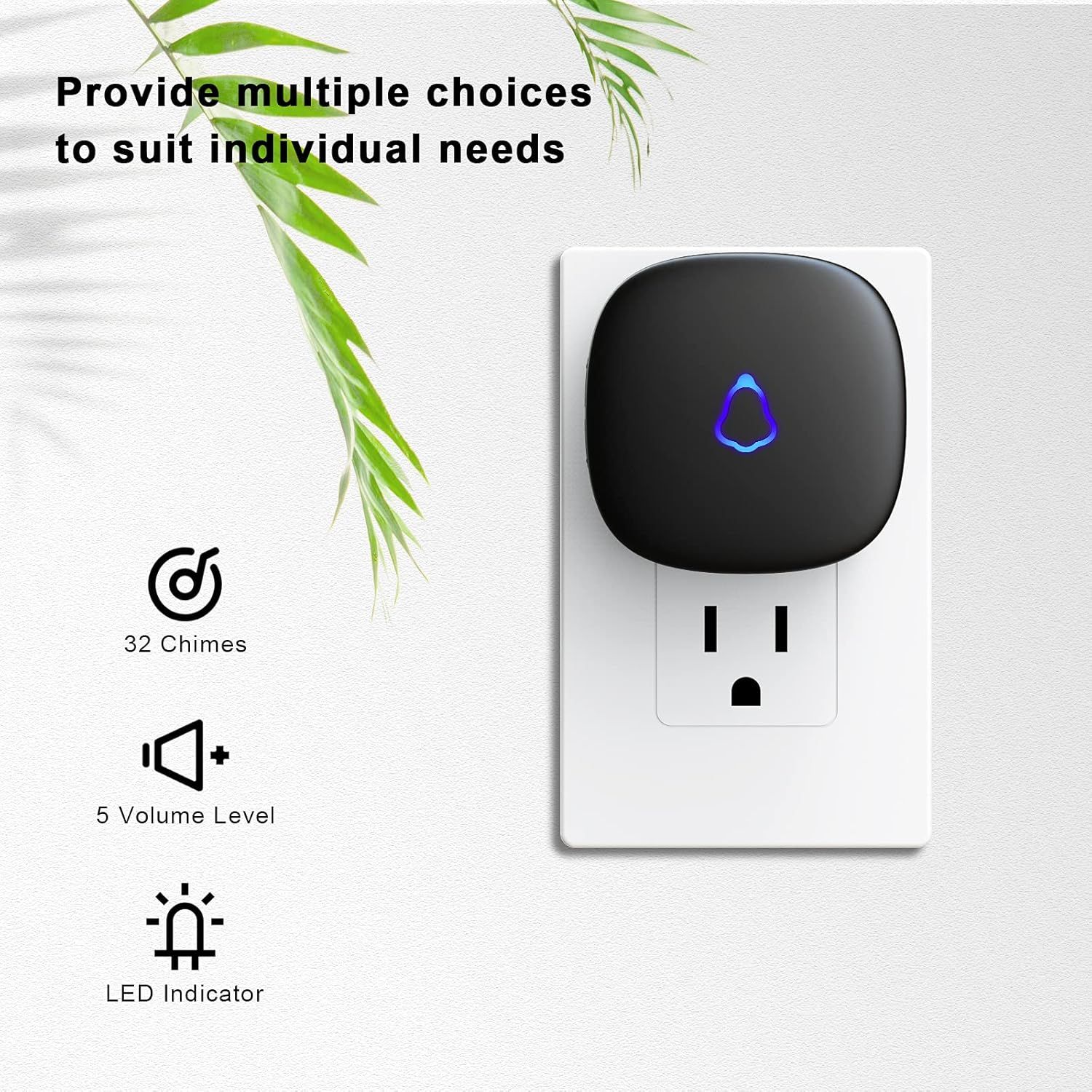 Communicates the product's customization options and key features to show shoppers they can personalize the doorbell to their individual needs.