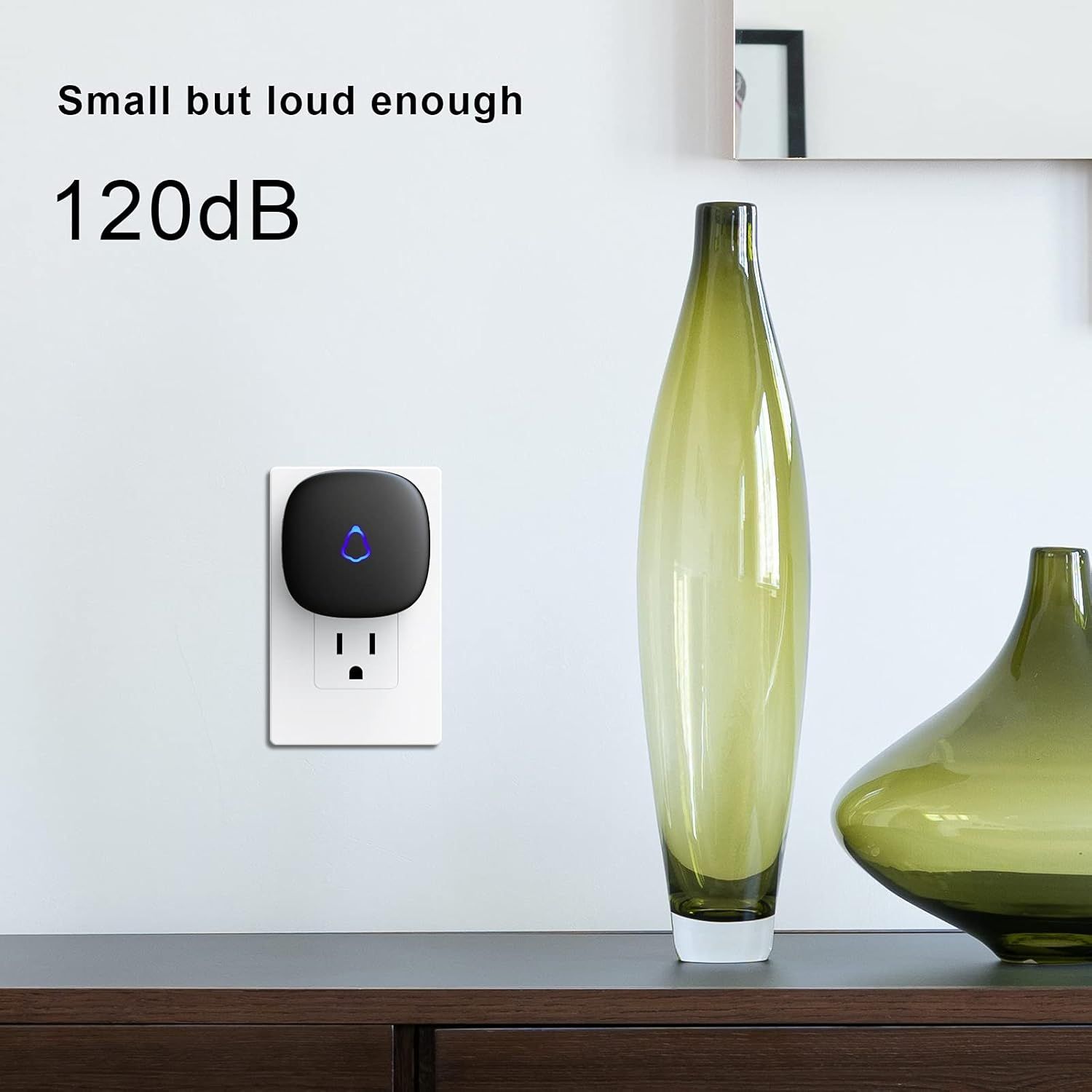 Communicates the product's loud sound output capability to reassure shoppers that despite its small size, it delivers powerful volume for effective alerts or…