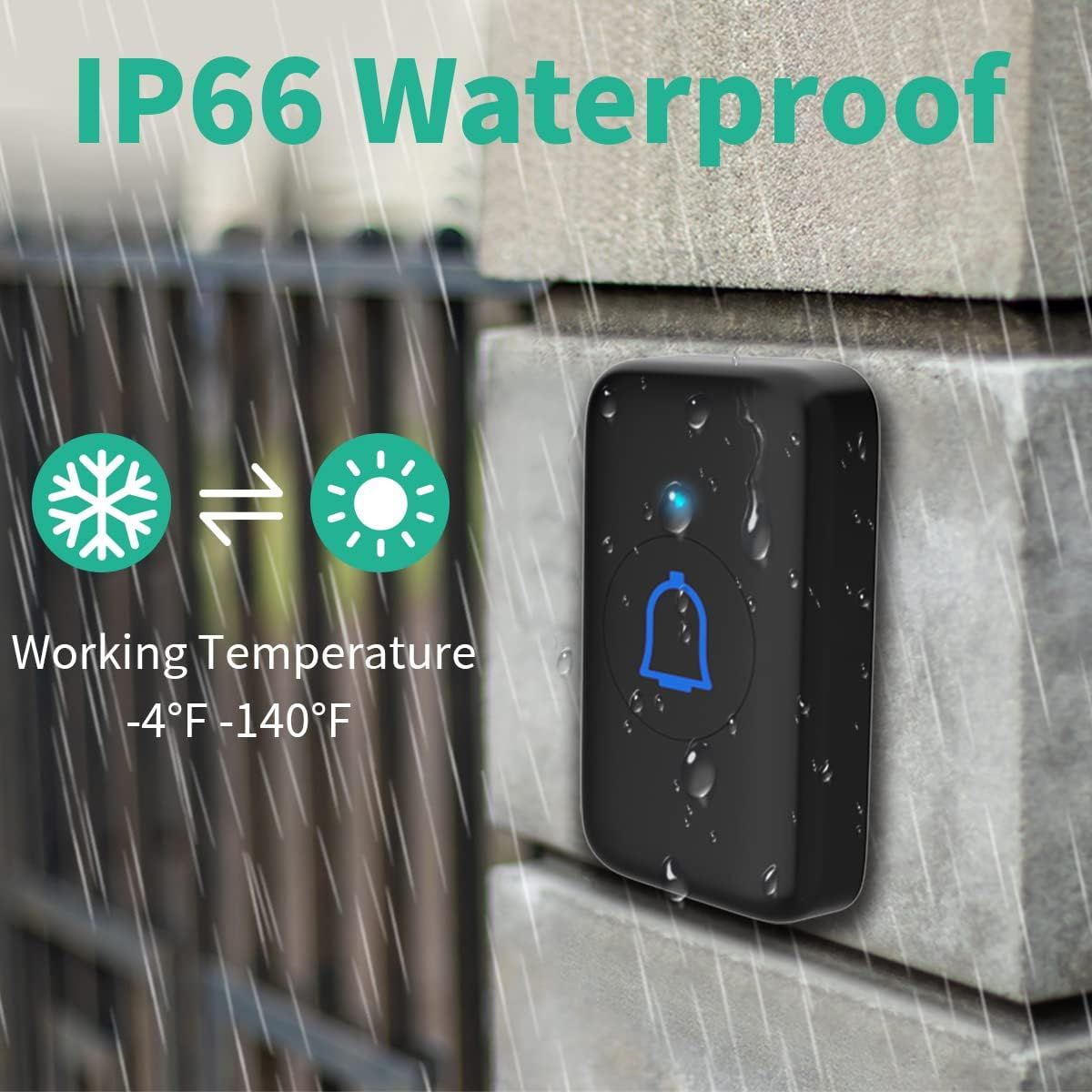 Communicates that the doorbell is waterproof and can operate in extreme temperatures from -4°F to 140°F, reassuring shoppers it will work reliably in harsh…