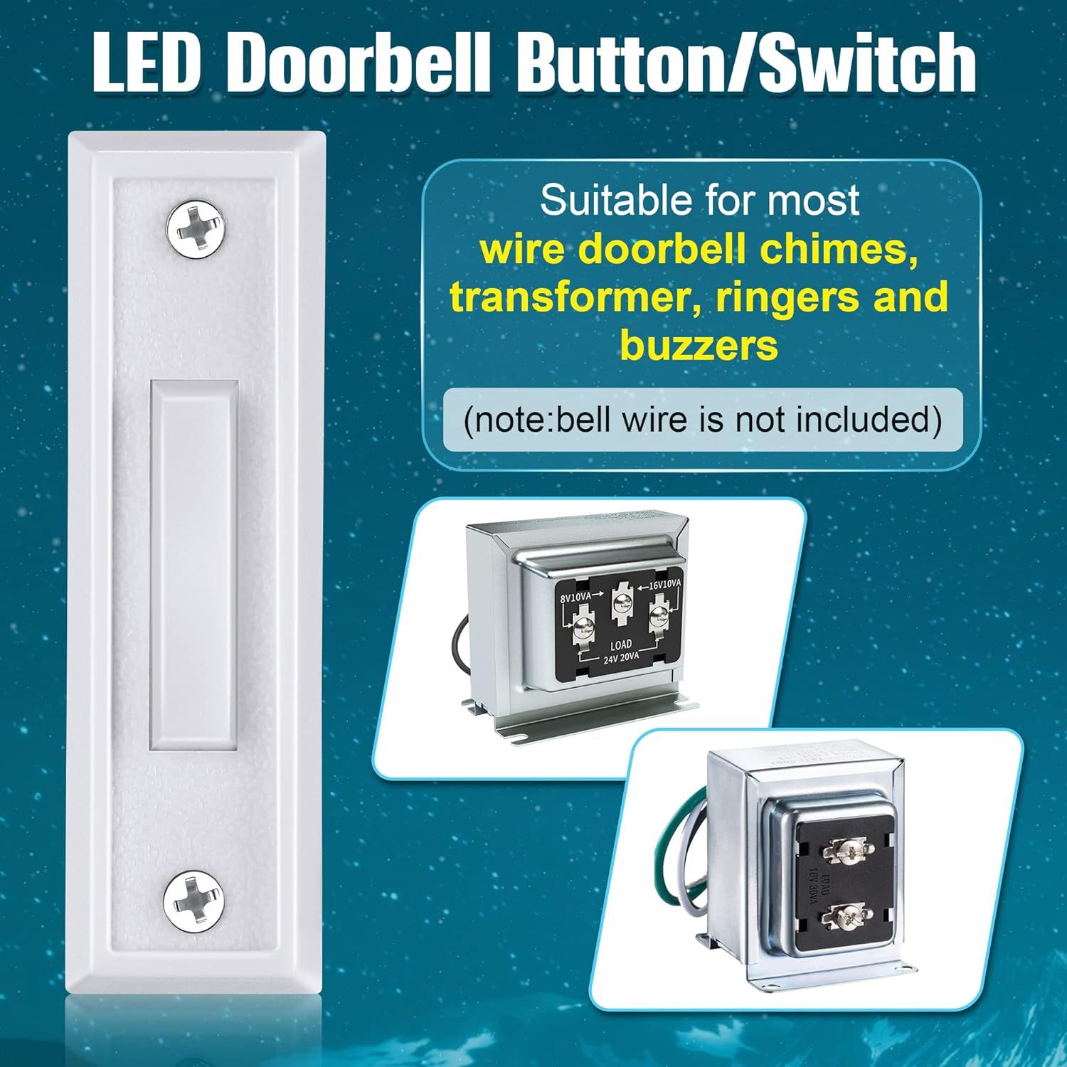 Demonstrates the product's compatibility with multiple doorbell system types (wire doorbell chimes, transformers, ringers, and buzzers) to reassure shoppers…