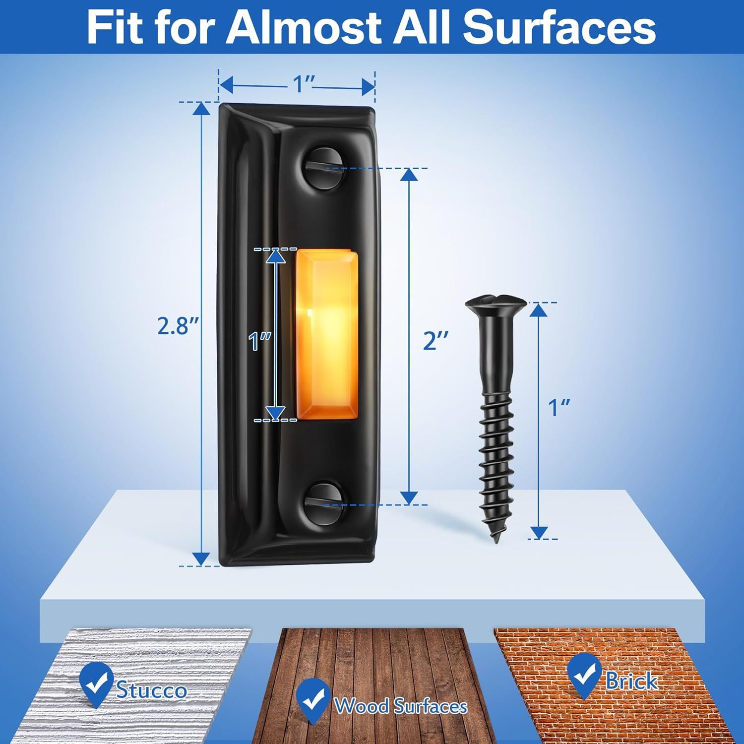 Shows the exact physical dimensions of the mounting bracket and screw to help shoppers understand the product's size and verify it will fit their installation…