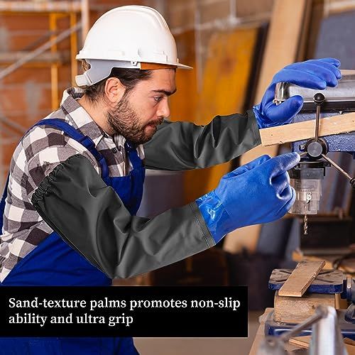 Demonstrates the gloves' sand-textured palm feature in a real-world work scenario to reassure shoppers of secure grip and handling capability during manual…