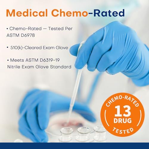 Communicates that the gloves are medically certified and tested for chemotherapy drug protection, reassuring healthcare professionals and safety-conscious buyers of the product's compliance with…