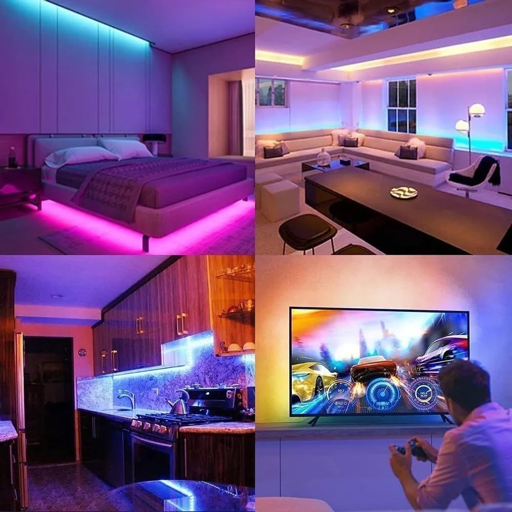 Demonstrates the versatility of the LED lighting product by showing it installed in multiple different rooms and use cases, reassuring shoppers that it works…