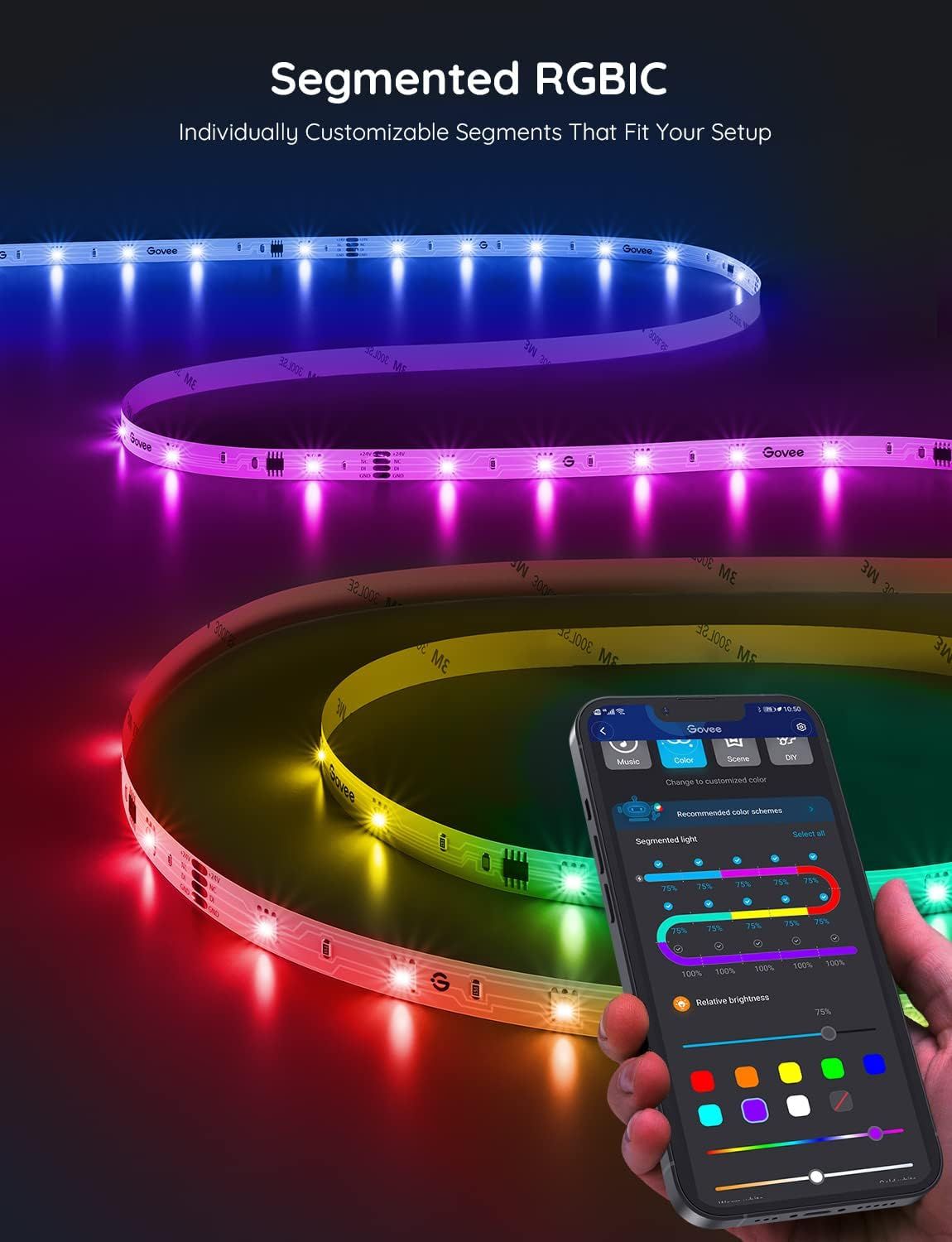 Highlights the product's individually customizable RGB segments that allow users to create personalized lighting effects tailored to their setup, emphasizing…