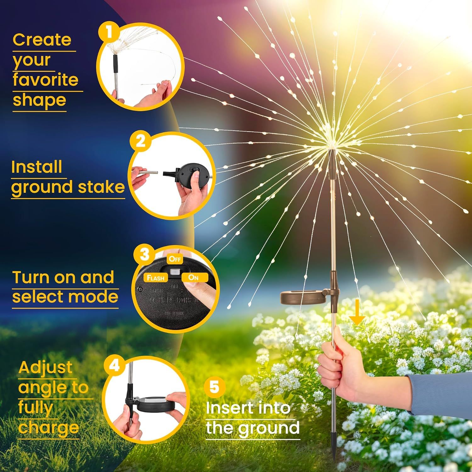 Provides clear step-by-step instructions showing shoppers exactly how to set up and use the decorative outdoor light, reducing setup anxiety and demonstrating…