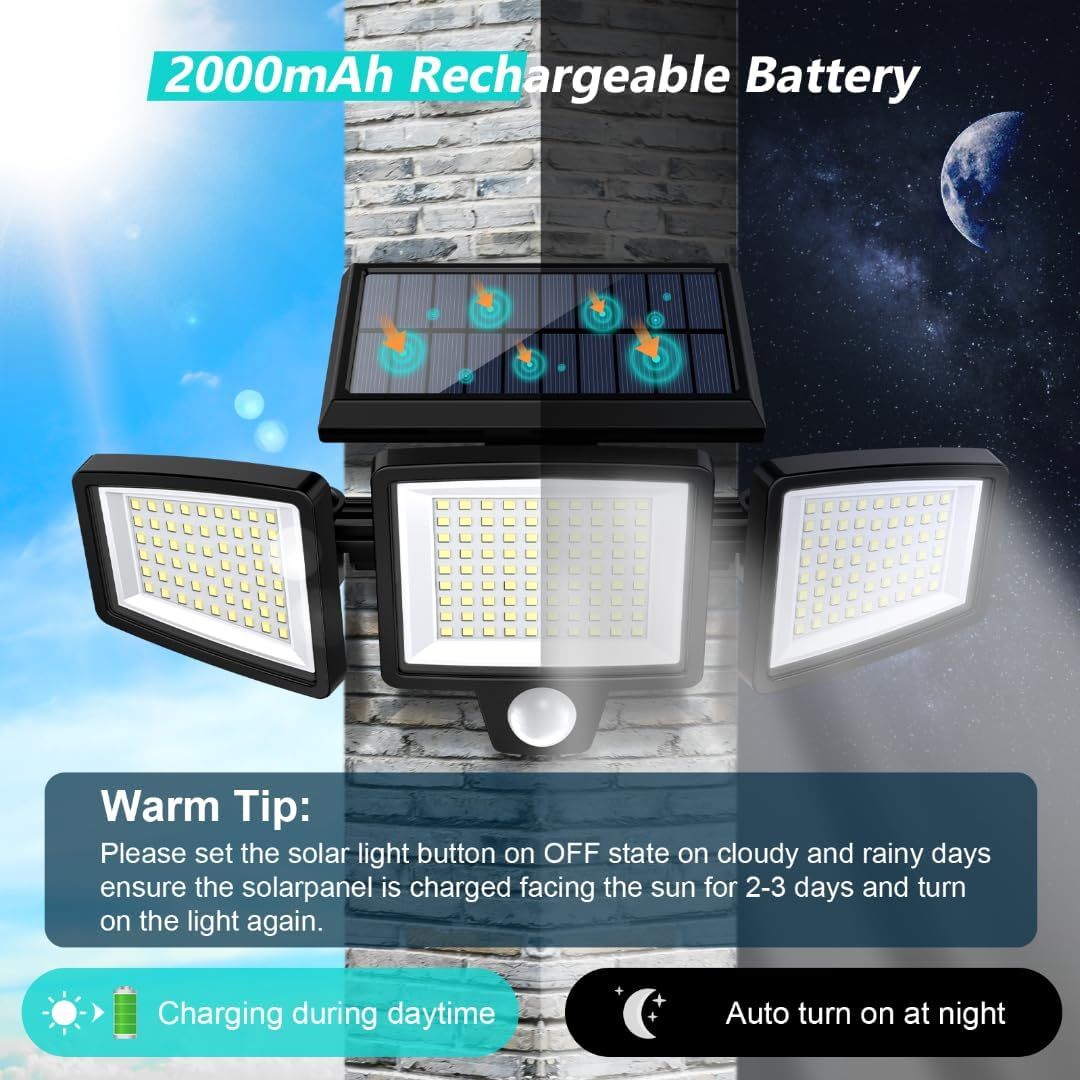 Highlights the battery capacity to reassure shoppers of long-lasting power and rechargeable convenience for the solar light. Communicates the product's…