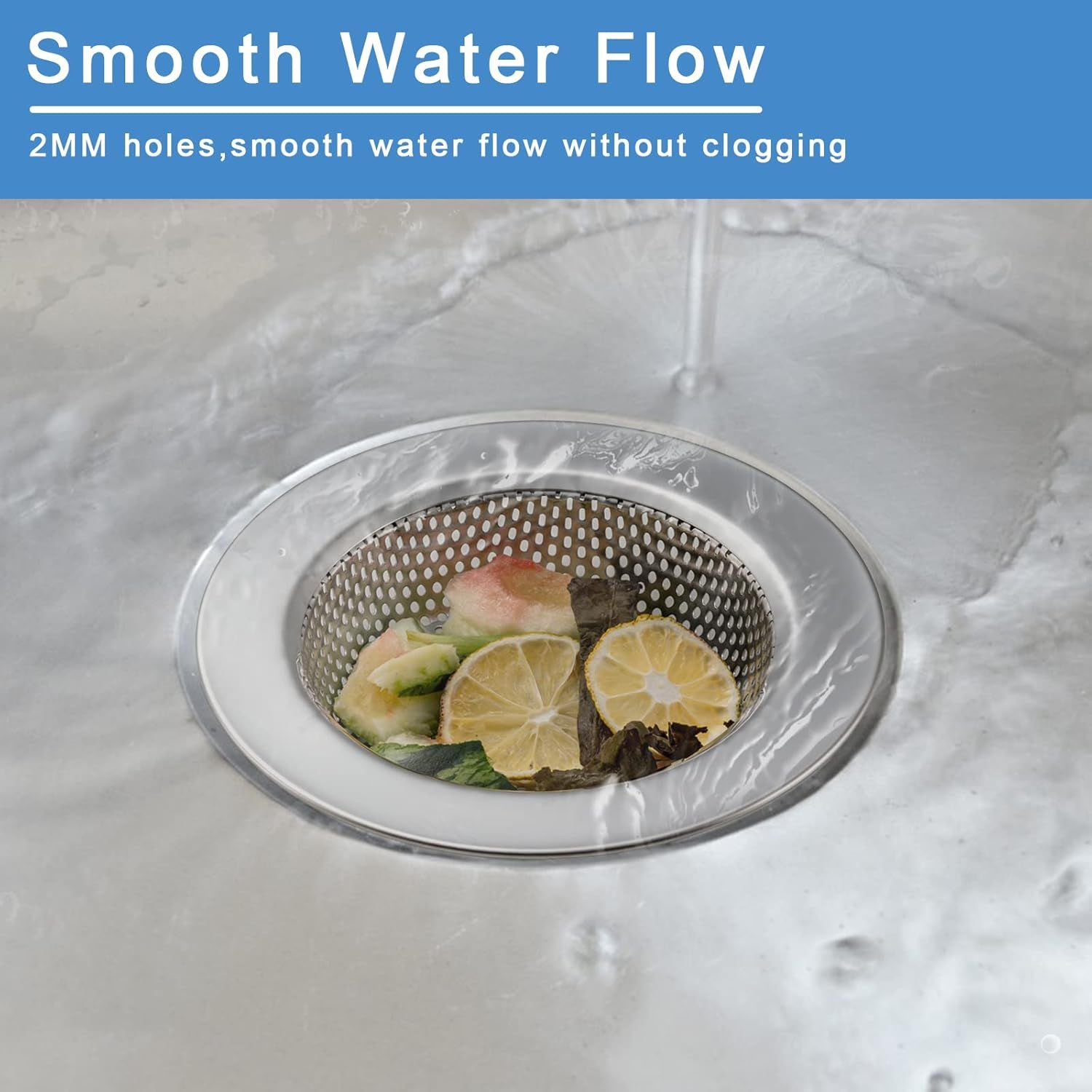 Highlights the physical design feature of 2MM holes in the drain strainer that allow smooth water flow while preventing clogging from food debris.…